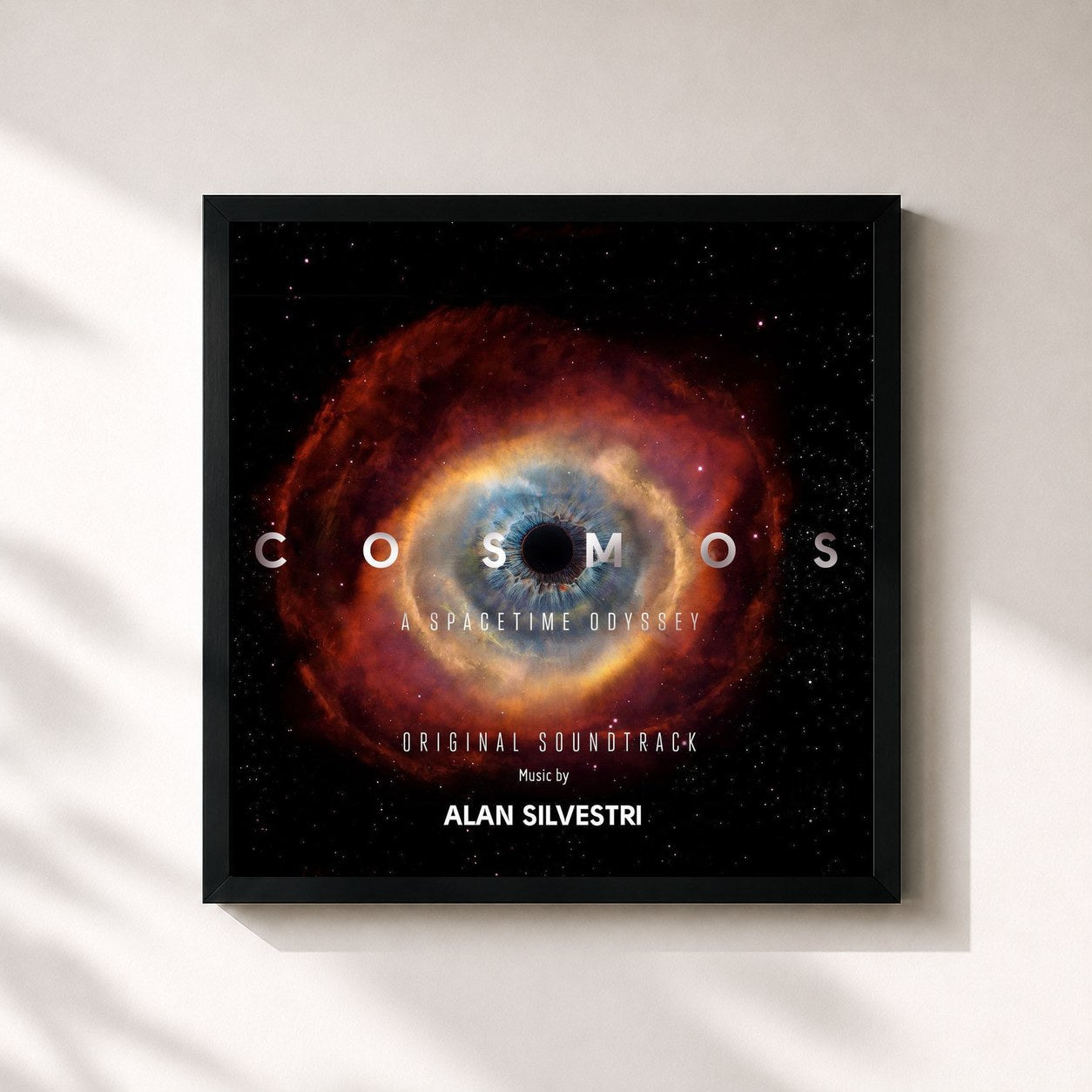 #noir Tableau carré de l'album Cosmos: A SpaceTime Odyssey (Music from the Original TV Series) Vol. 3 de Alan Silvestri, cadre noir 32x32 cm