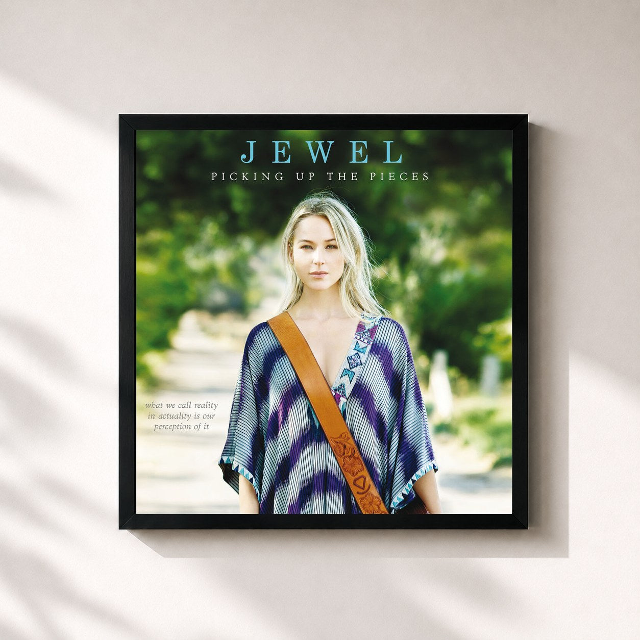 #noir Tableau carré de l'album Picking Up The Pieces de Jewel, cadre noir 32x32 cm