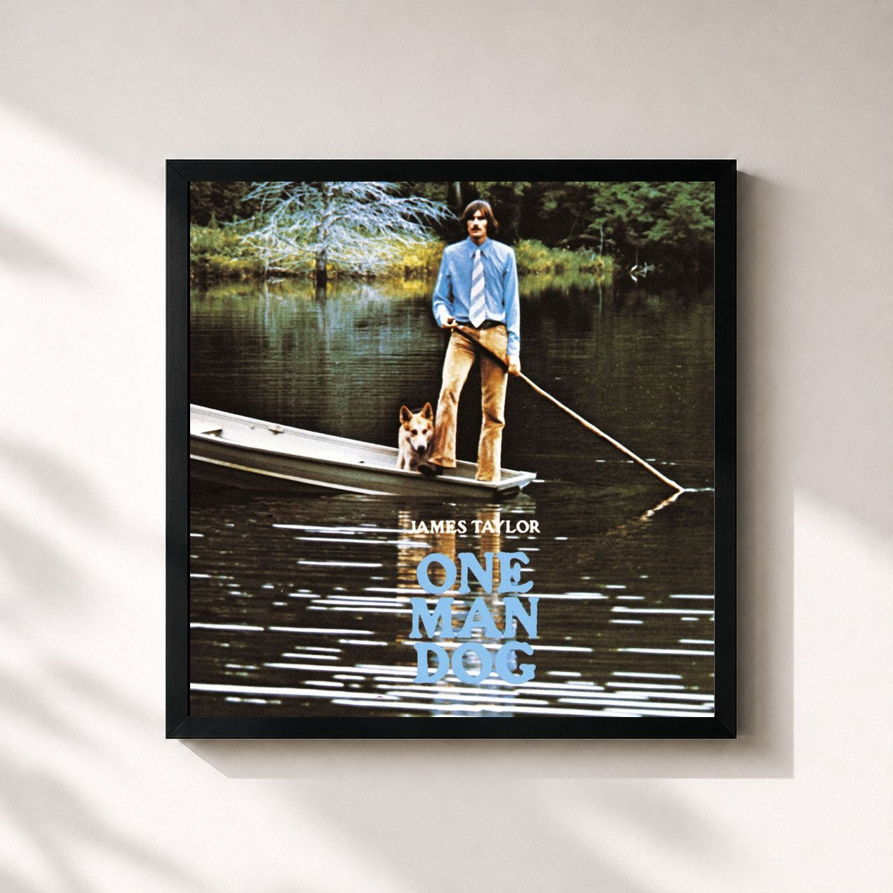 #noir Tableau carré de l'album One Man Dog de James Taylor, cadre noir 32x32 cm