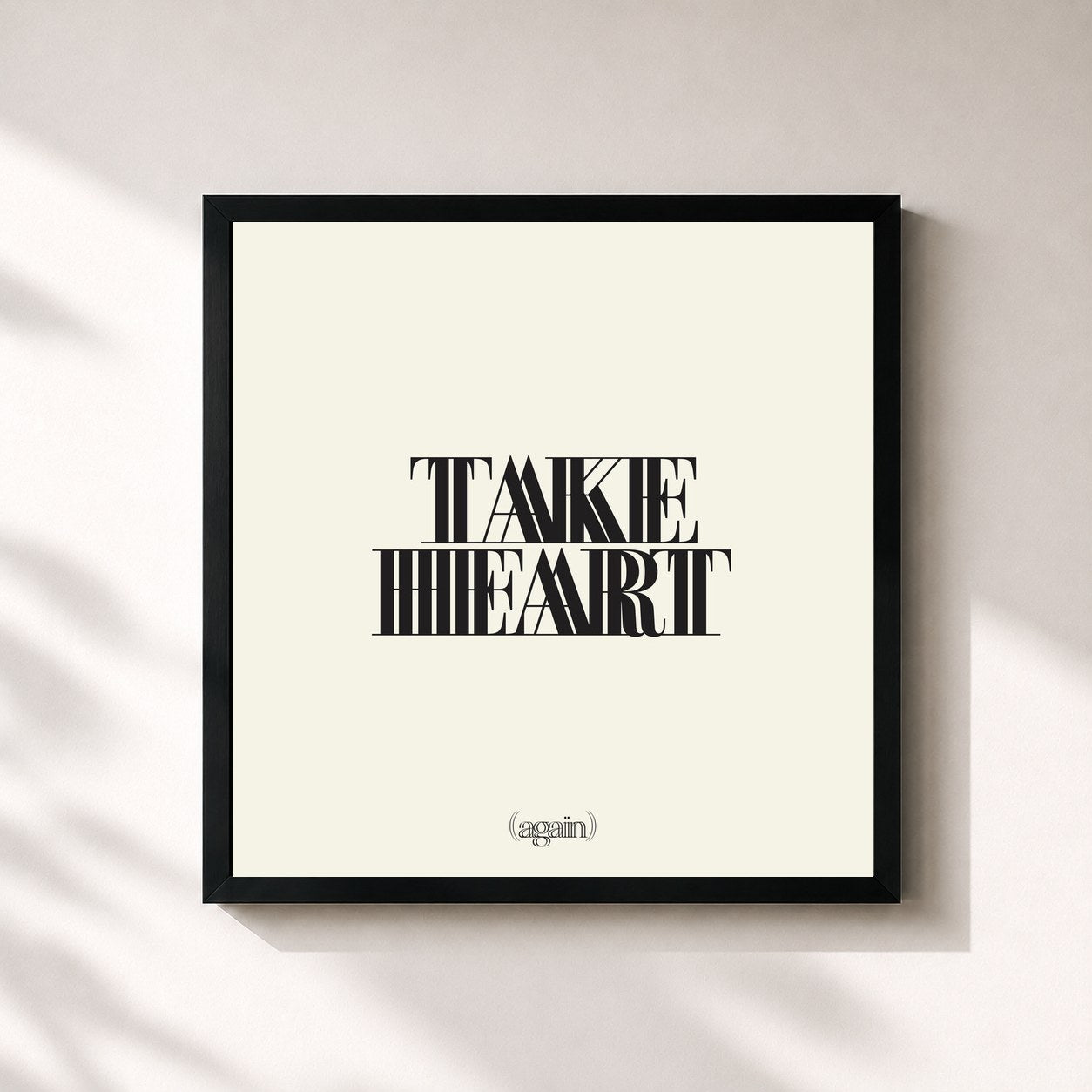 #noir Tableau carré de l'album Take Heart (Again) de Hillsong Worship, cadre noir 32x32 cm