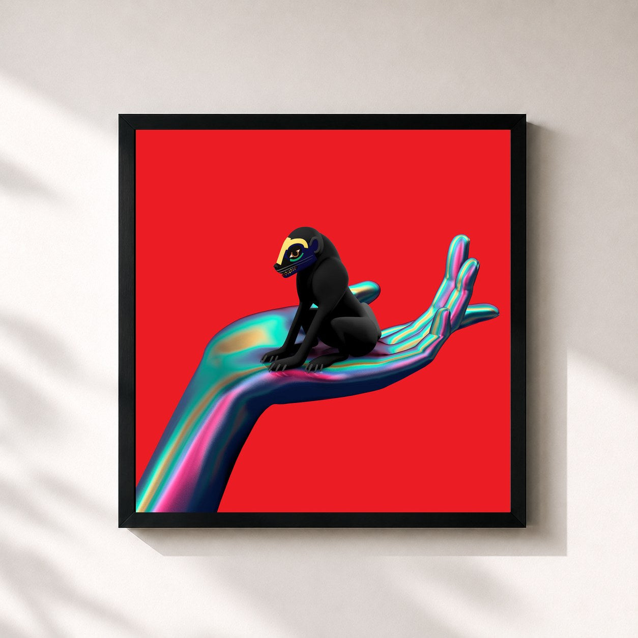 #noir Tableau carré de l'album Wonder Where We Land de SBTRKT, cadre noir 32x32 cm