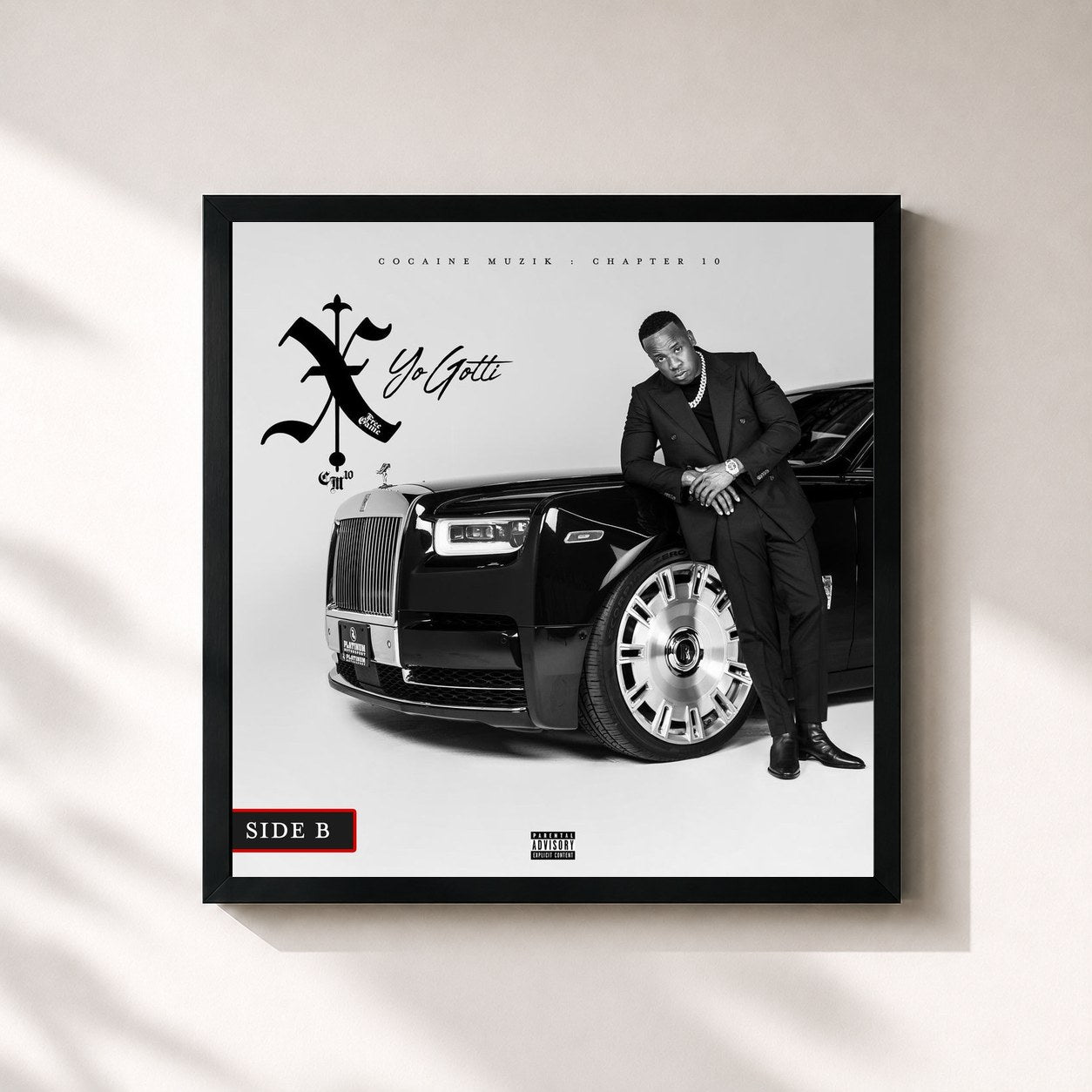 #noir Tableau carré de l'album CM10: Free Game (Side B) de Yo Gotti, cadre noir 32x32 cm