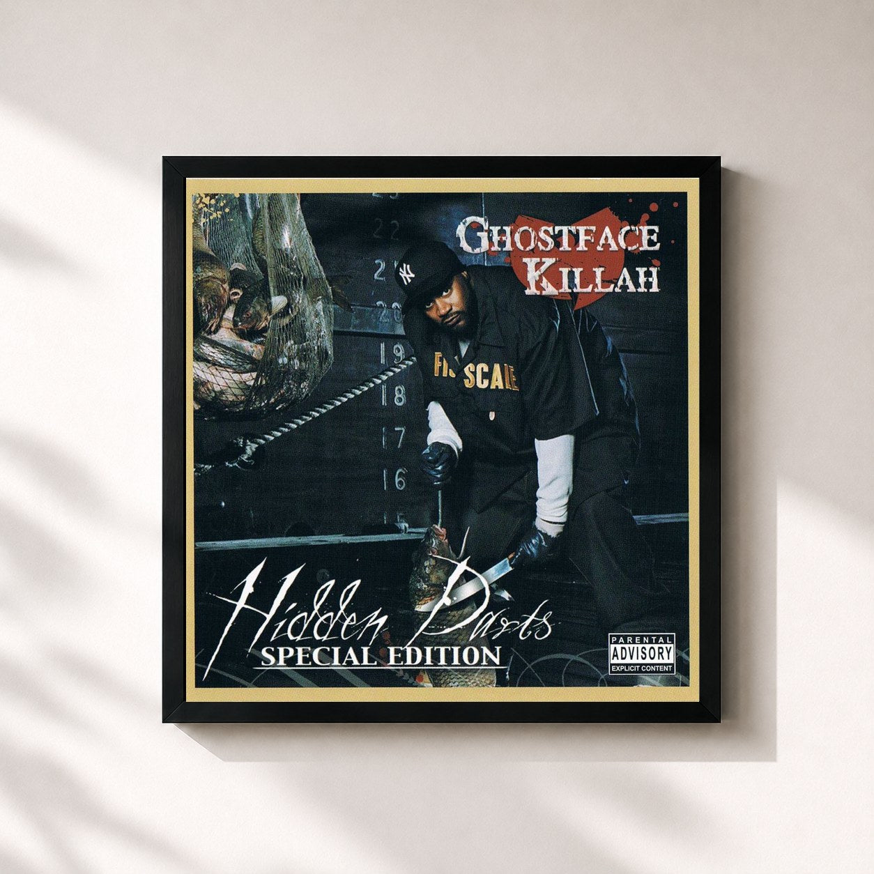 #noir Tableau carré de l'album Hidden Darts Special Edition de Ghostface Killah, cadre noir 32x32 cm