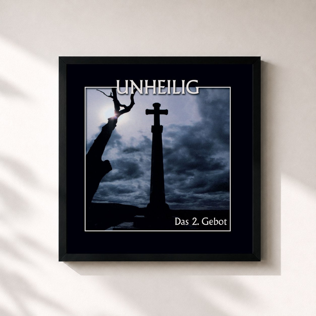 #noir Tableau carré de l'album Das 2. Gebot de Unheilig, cadre noir 32x32 cm