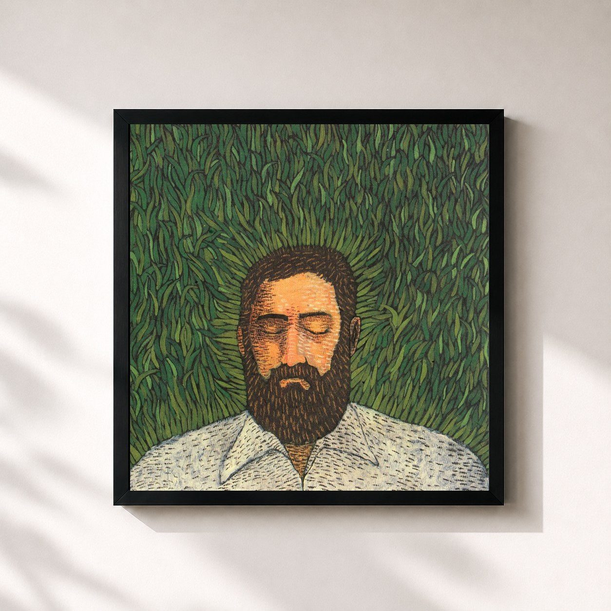 #noir Tableau carré de l'album Our Endless Numbered Days de Iron & Wine, cadre noir 32x32 cm