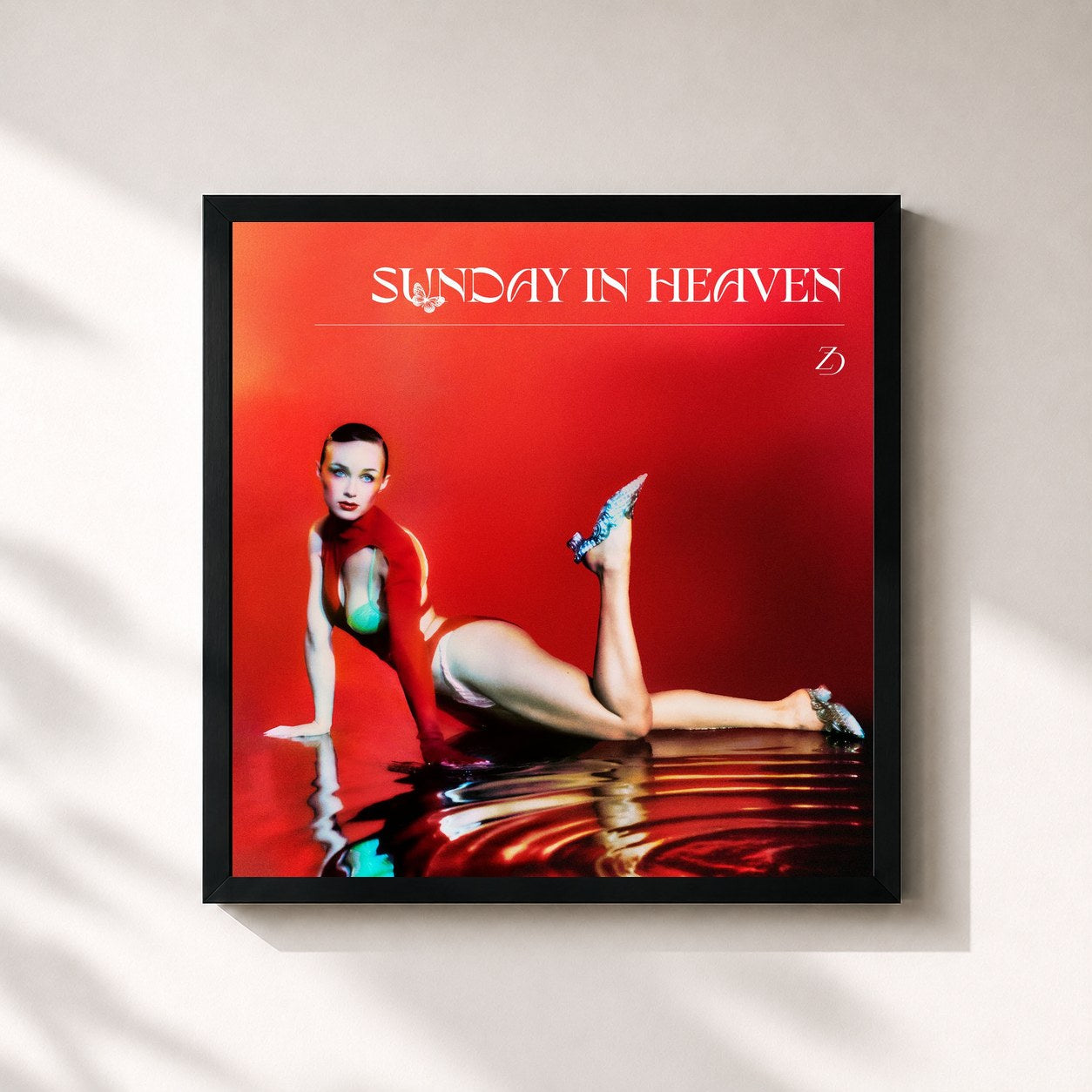 #noir Tableau carré de l'album Sunday In Heaven de Zella Day, cadre noir 32x32 cm
