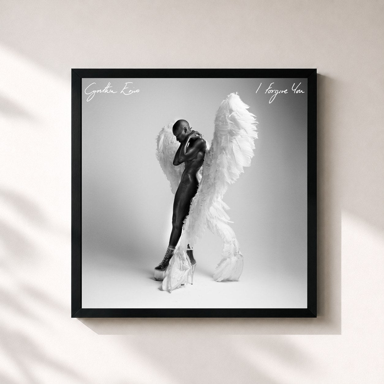 #noir Tableau carré de l'album I Forgive You de Cynthia Erivo, cadre noir 32x32 cm