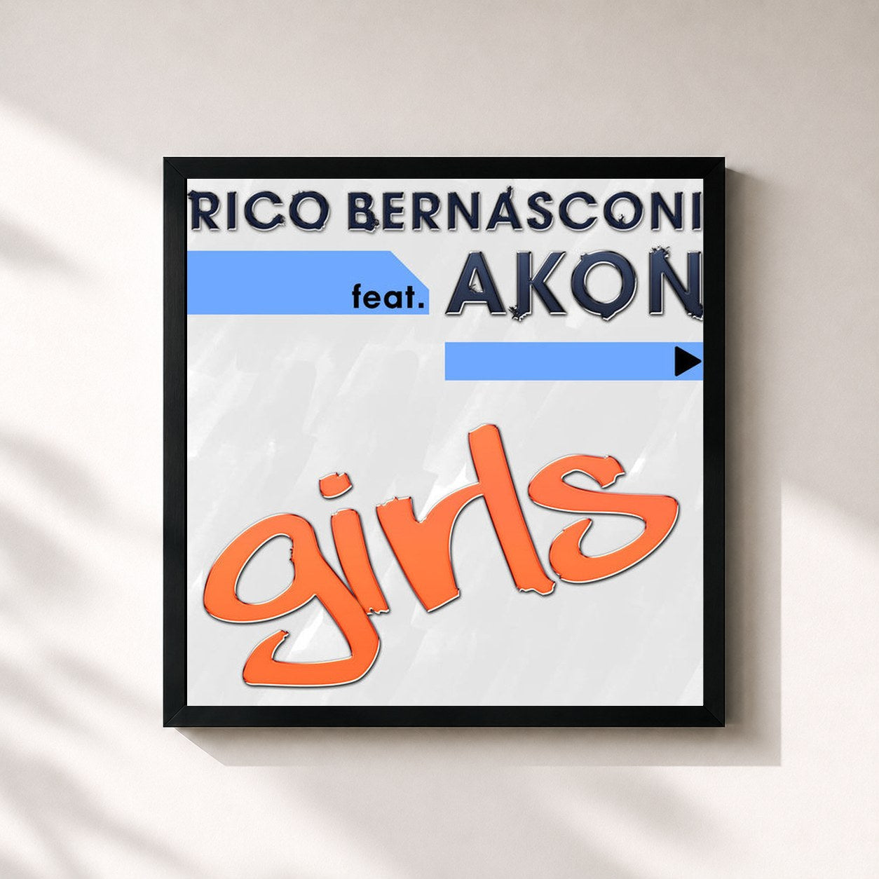 #noir Tableau carré de l'album Girls de Rico Bernasconi, cadre noir 32x32 cm