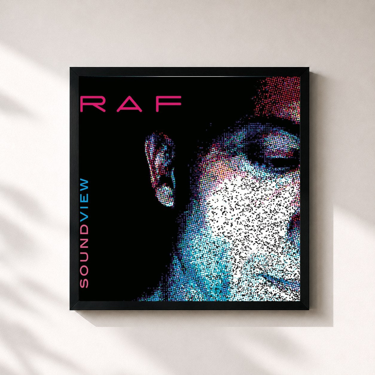 #noir Tableau carré de l'album Soundview Deluxe Edition de Raf, cadre noir 32x32 cm