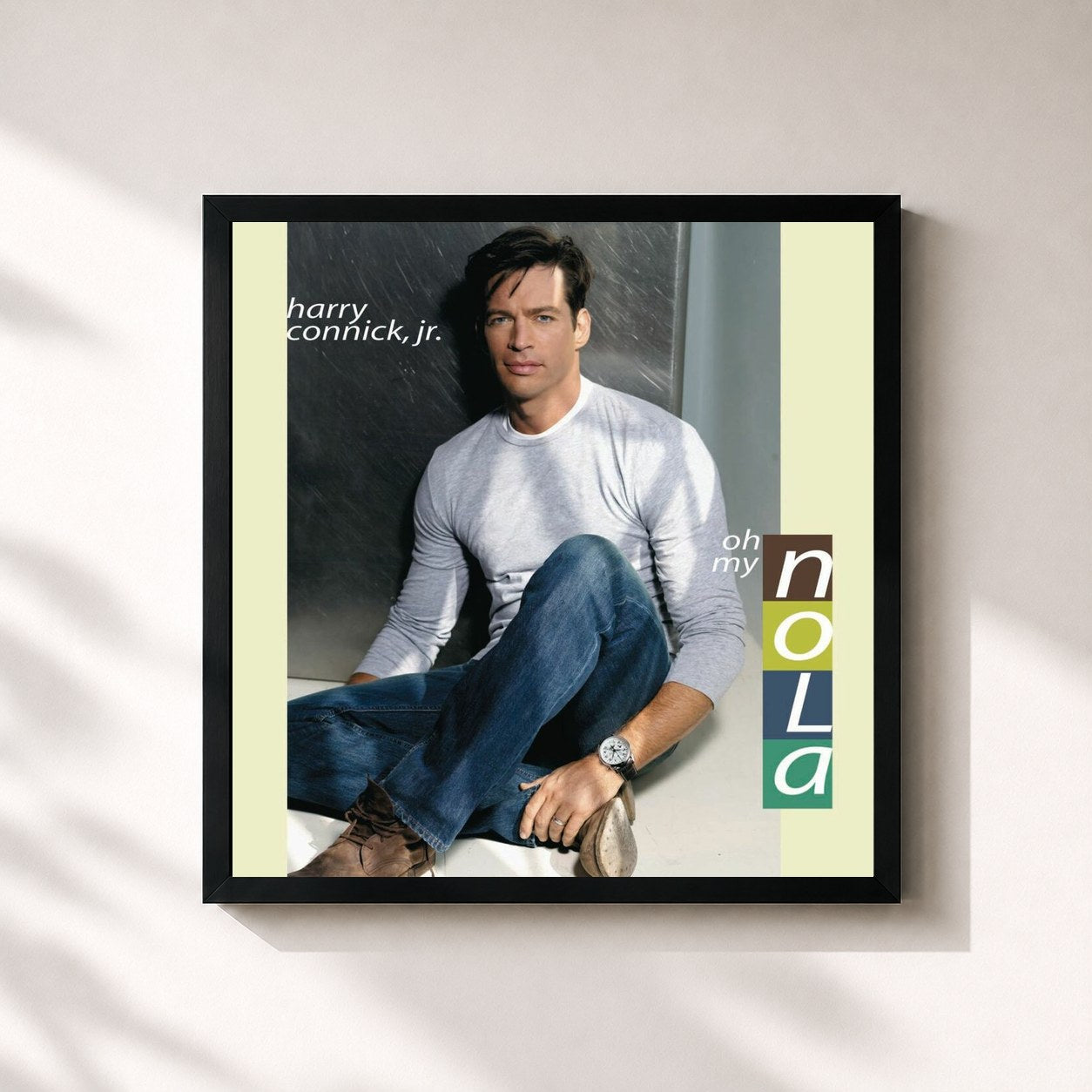 #noir Tableau carré de l'album Oh, My NOLA de Harry Connick Jr., cadre noir 32x32 cm