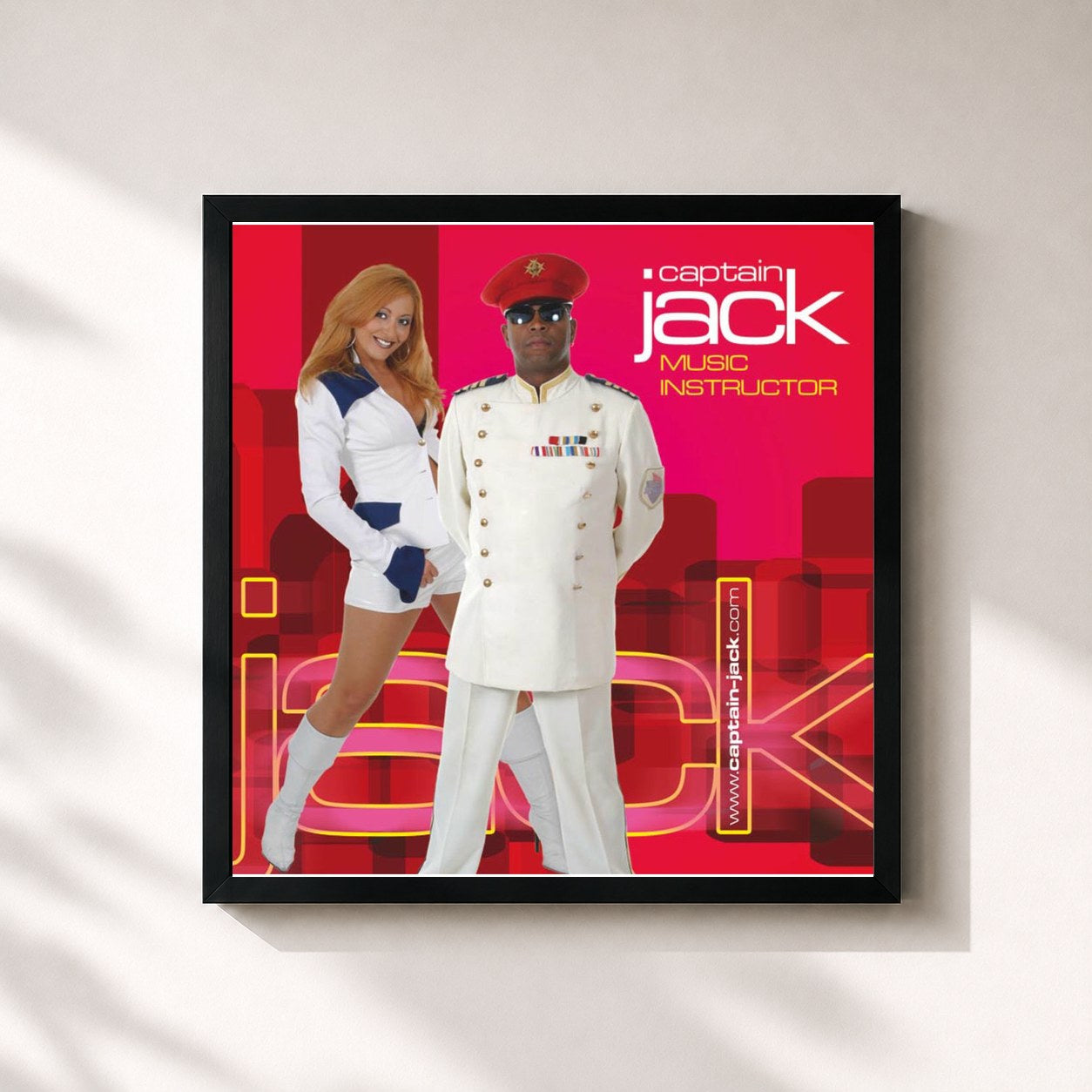 #noir Tableau carré de l'album Music Instructor de Captain Jack, cadre noir 32x32 cm