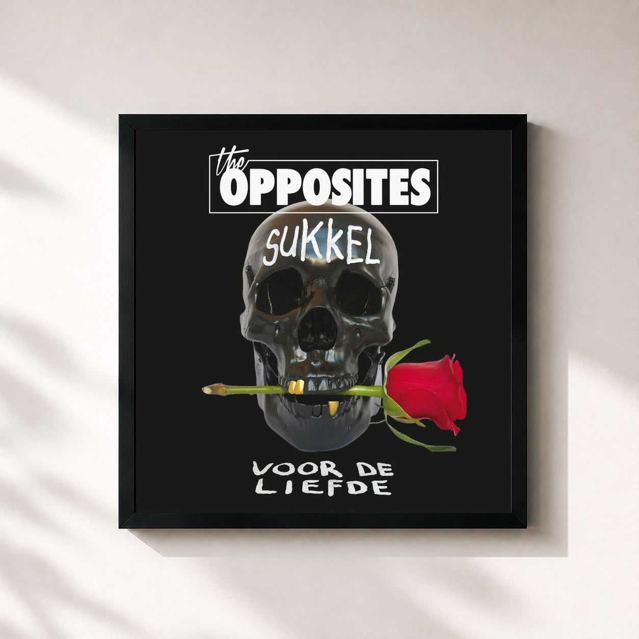#noir Tableau carré de l'album Sukkel Voor De Liefde de The Opposites, cadre noir 32x32 cm