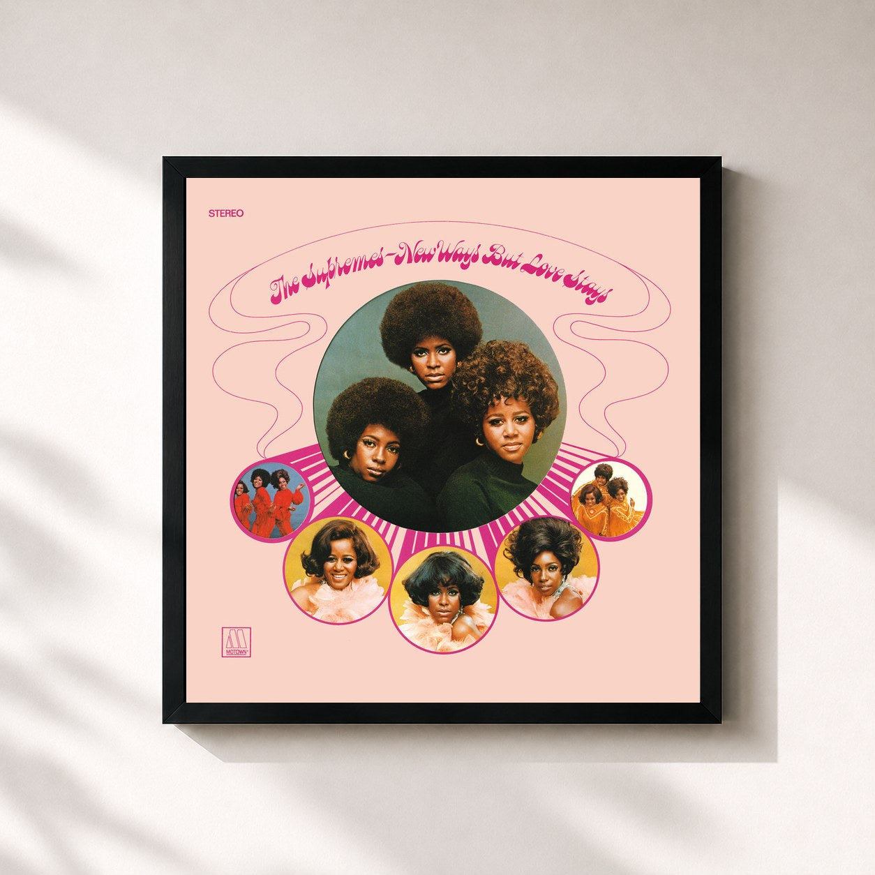 #noir Tableau carré de l'album New Ways But Love Stays de The Supremes, cadre noir 32x32 cm