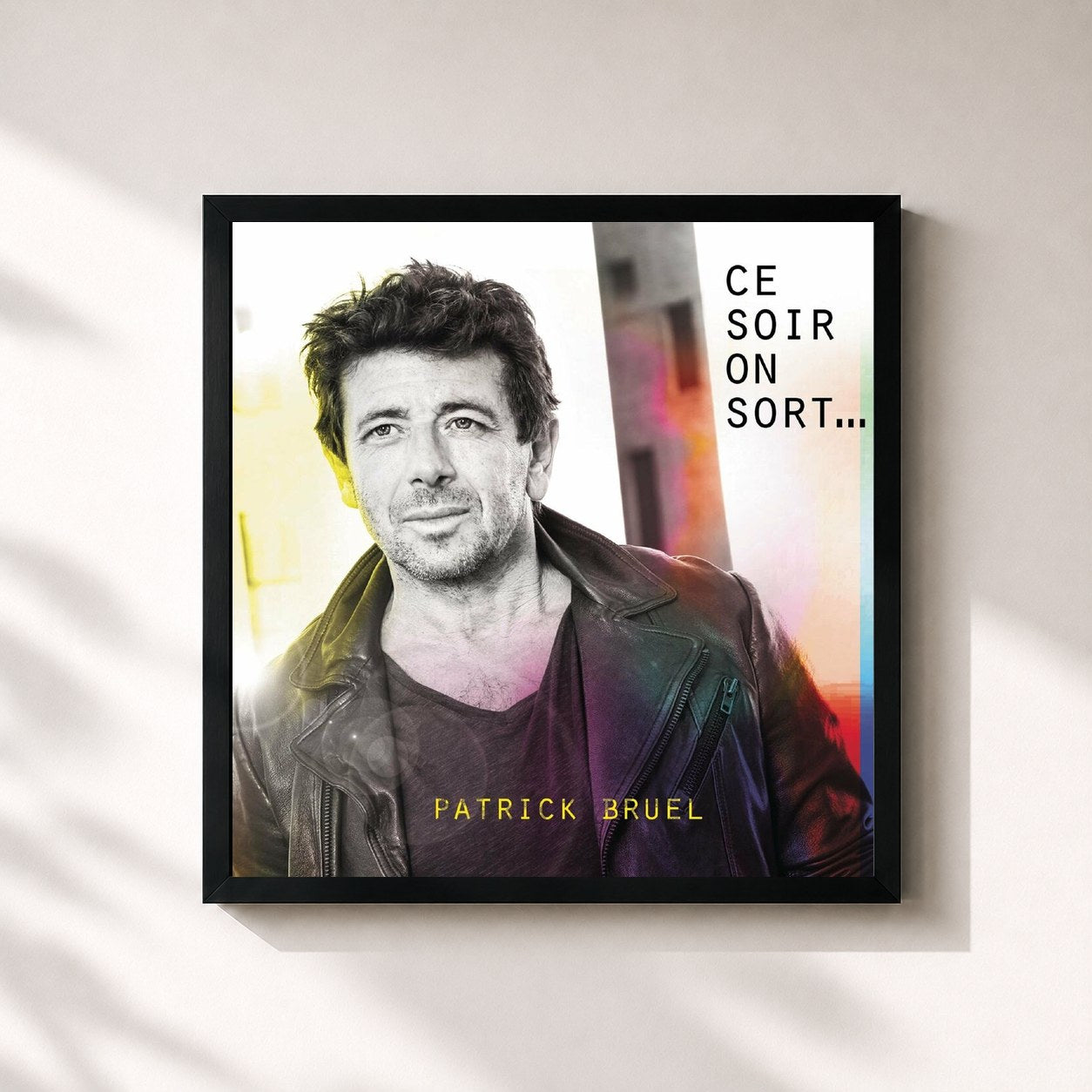 #noir Tableau carré de l'album Ce soir on sort... de Patrick Bruel, cadre noir 32x32 cm