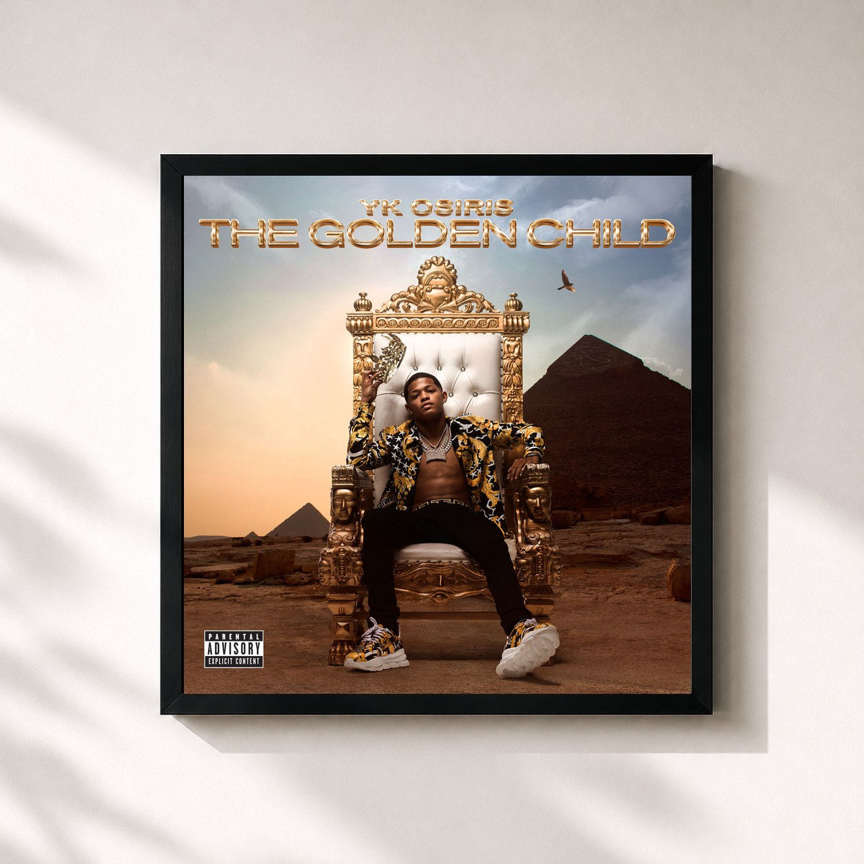 #noir Tableau carré de l'album The Golden Child de Yk Osiris, cadre noir 32x32 cm