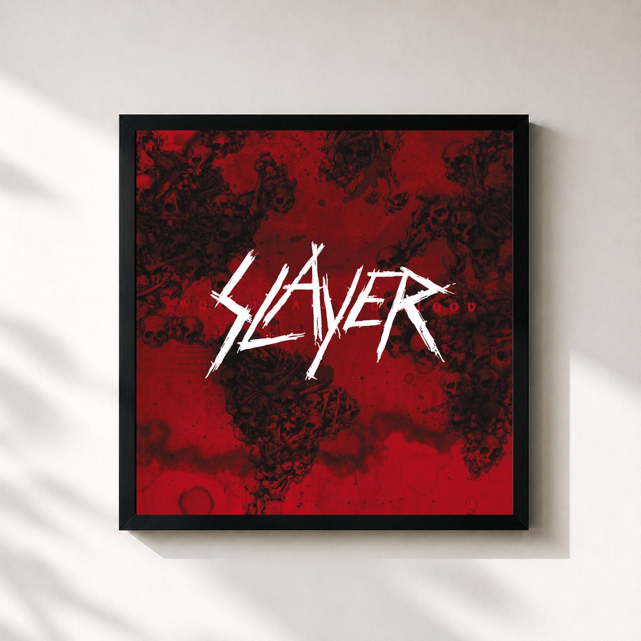 #noir Tableau carré de l'album World Painted Blood de Slayer, cadre noir 32x32 cm