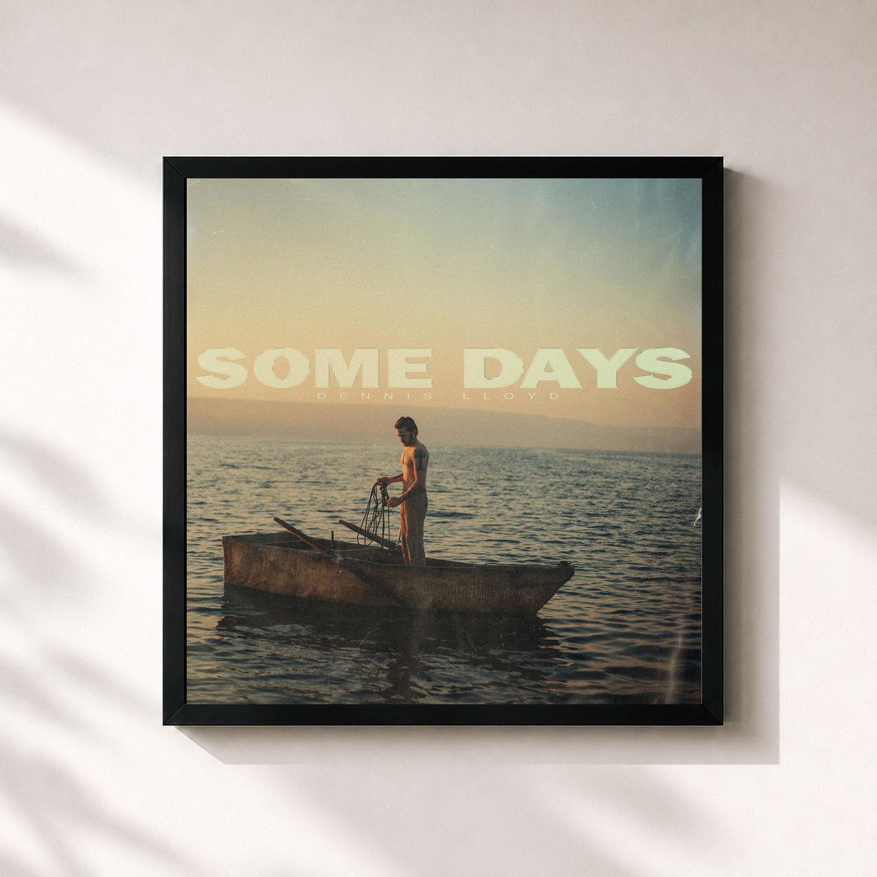 #noir Tableau carré de l'album Some Days de Dennis Lloyd, cadre noir 32x32 cm