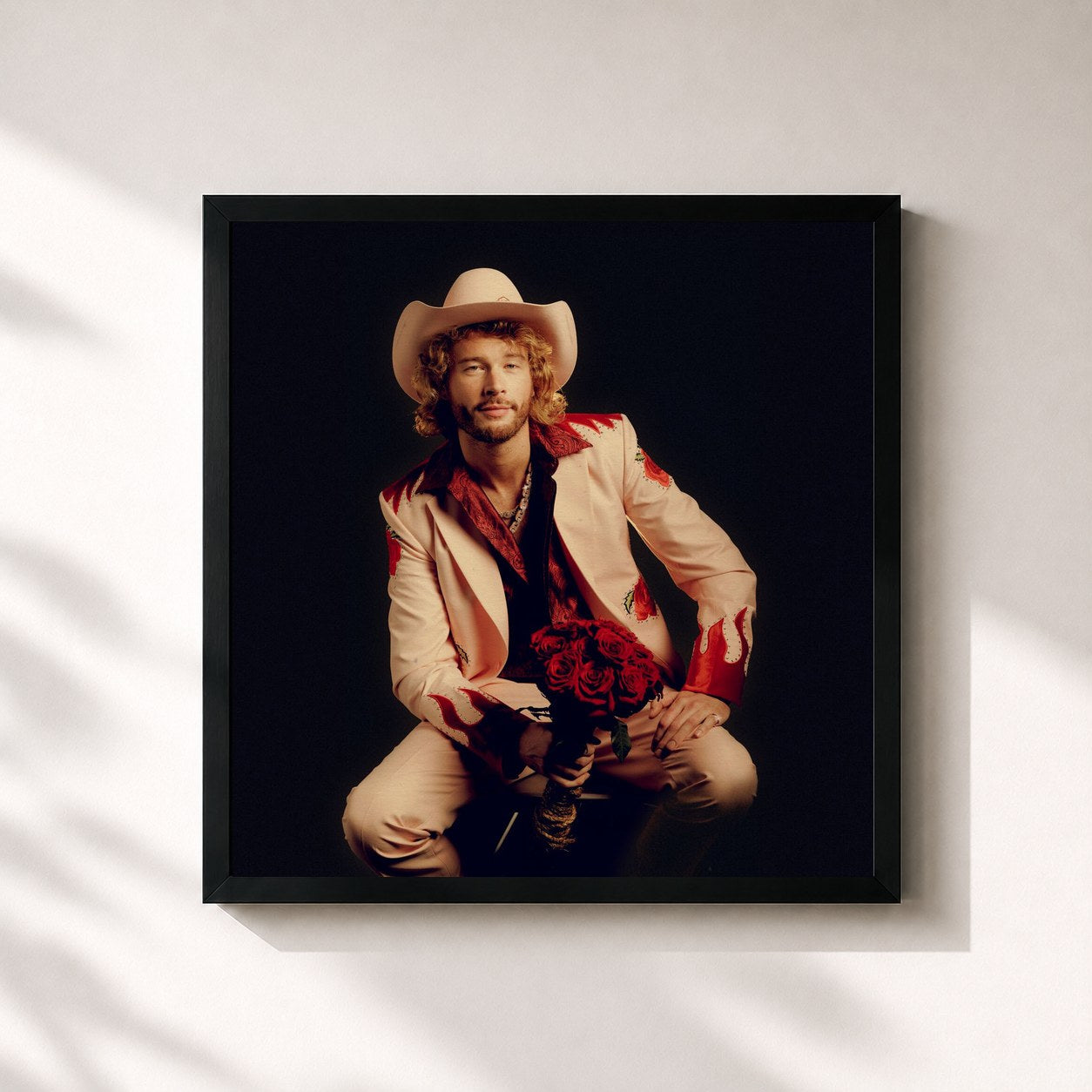 #noir Tableau carré de l'album Serving Country de Yung Gravy, cadre noir 32x32 cm