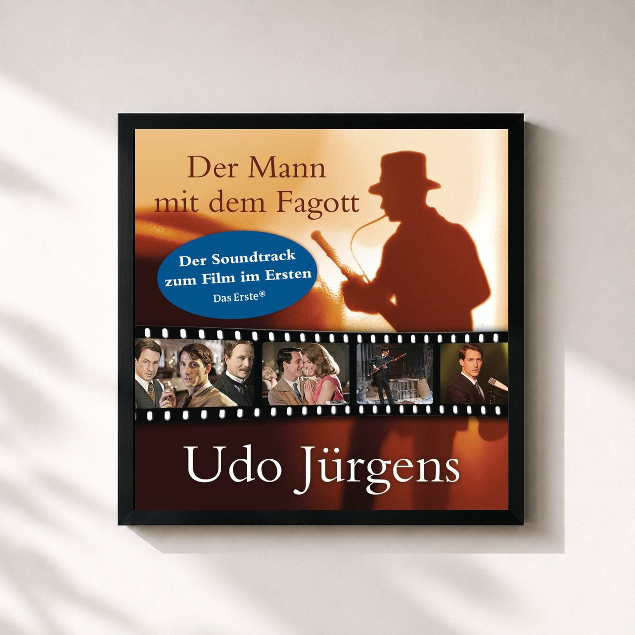 #noir Tableau carré de l'album Der Mann mit dem Fagott de Udo Jürgens, cadre noir 32x32 cm
