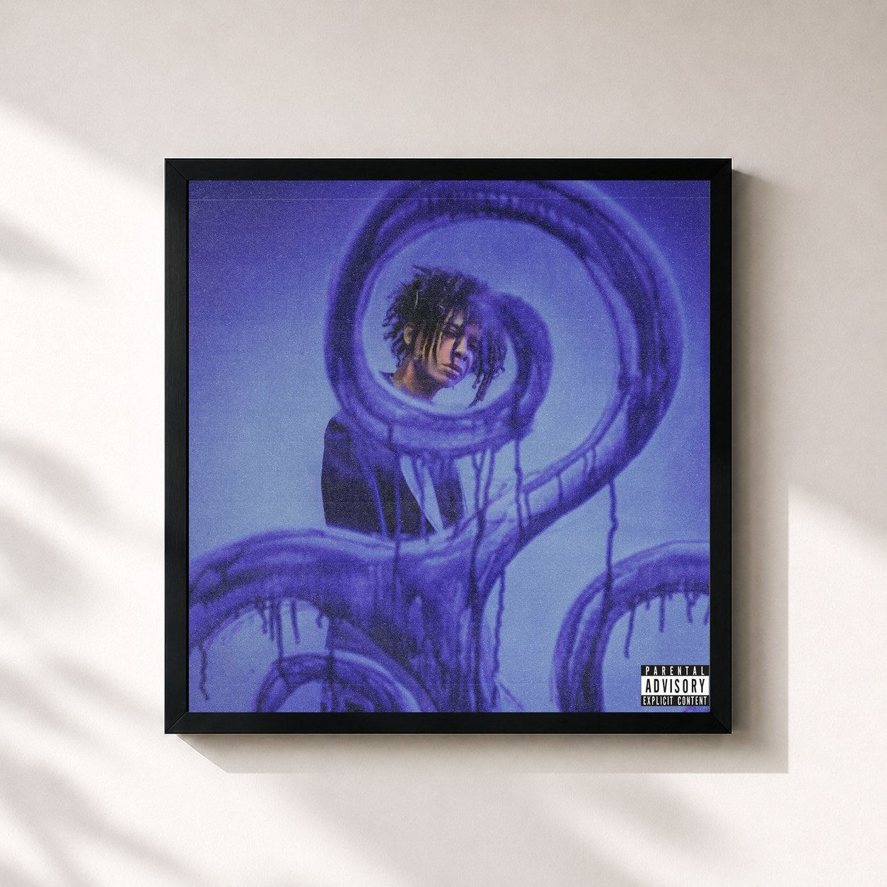 #noir Tableau carré de l'album on to better things de Iann Dior, cadre noir 32x32 cm