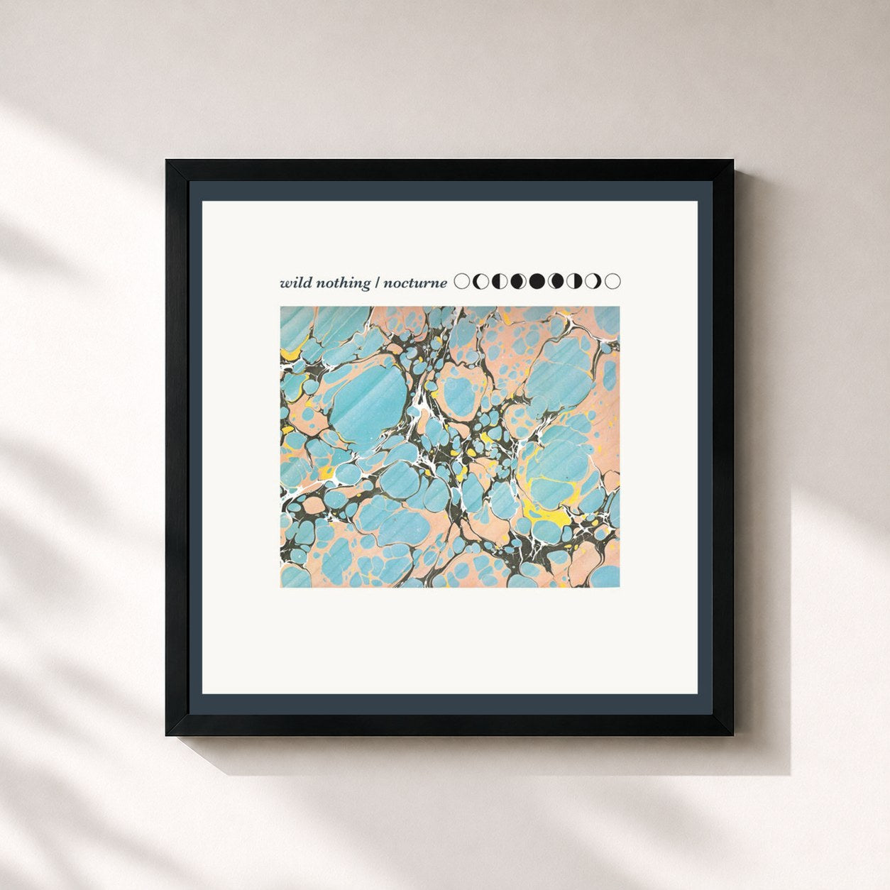 #noir Tableau carré de l'album Nocturne de Wild Nothing, cadre noir 32x32 cm