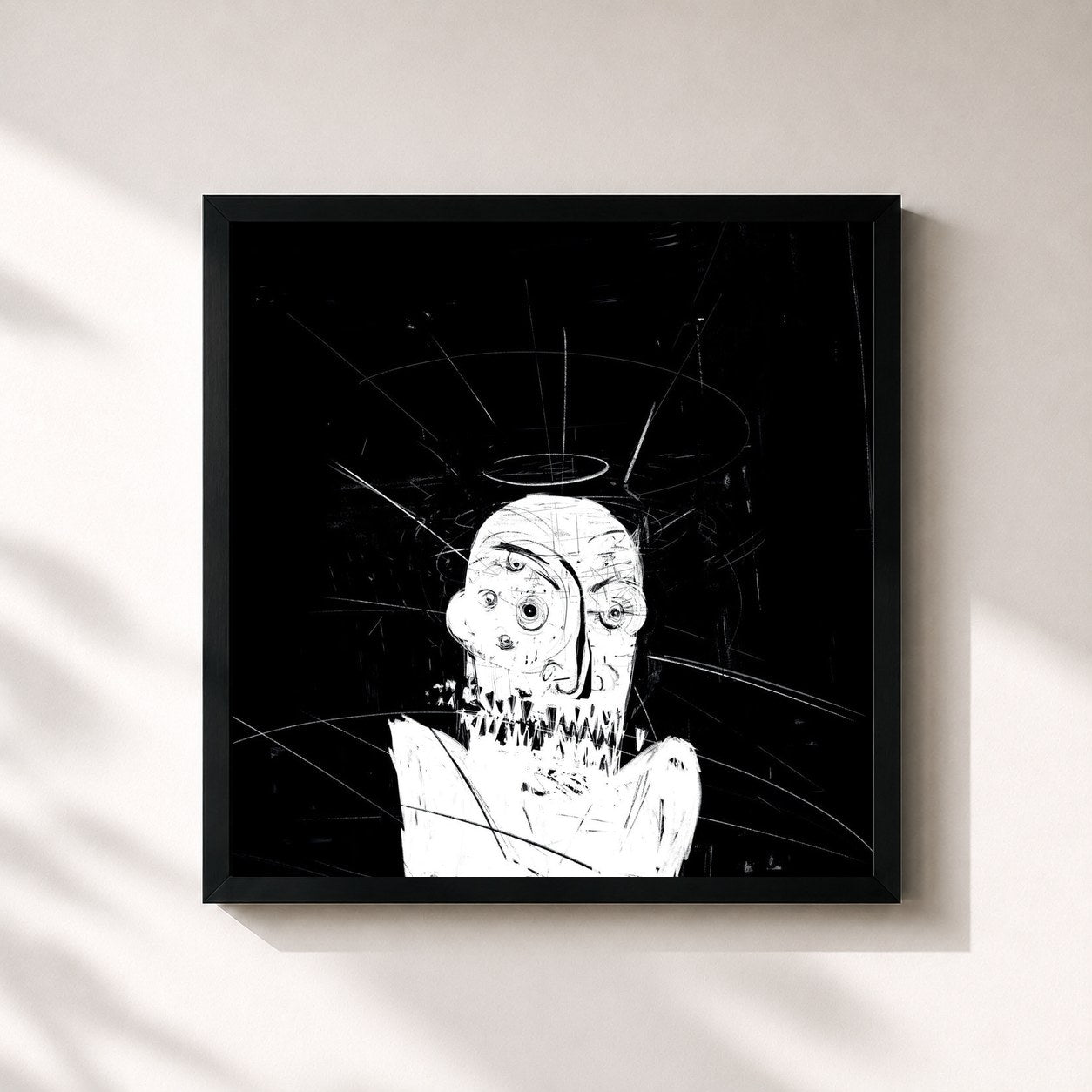 #noir Tableau carré de l'album Das schwarze Album de Haftbefehl, cadre noir 32x32 cm