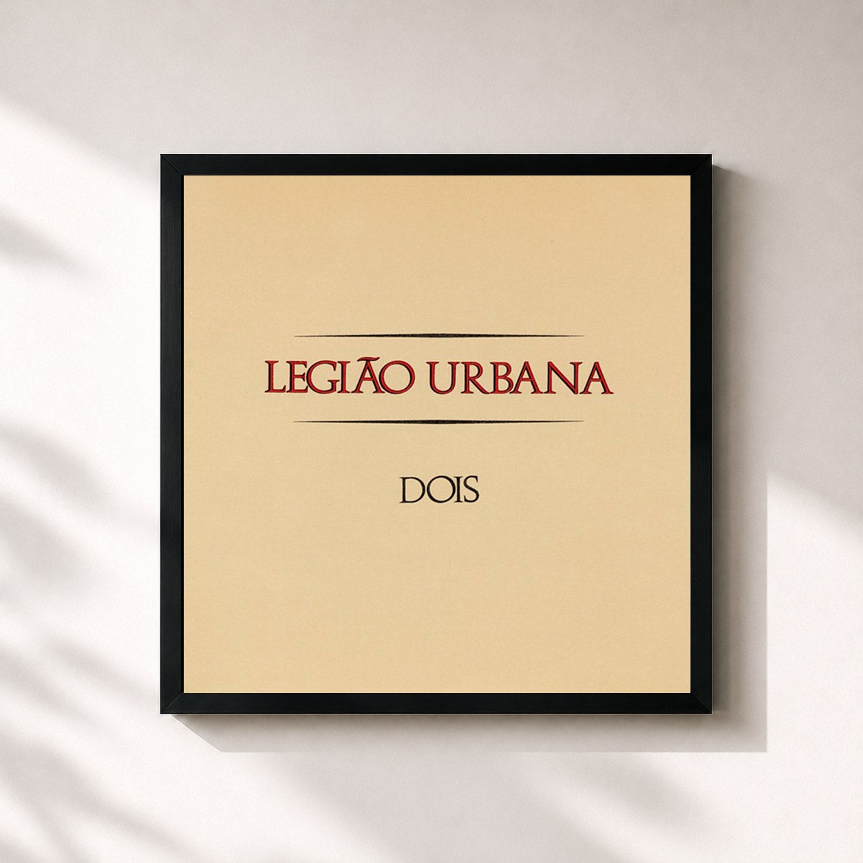 #noir Tableau carré de l'album Dois de Legião Urbana, cadre noir 32x32 cm