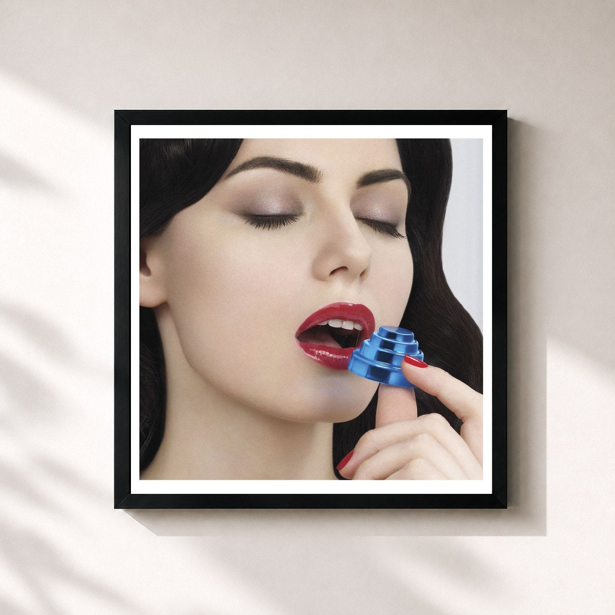 #noir Tableau carré de l'album Something For Everybody de DEVO, cadre noir 32x32 cm