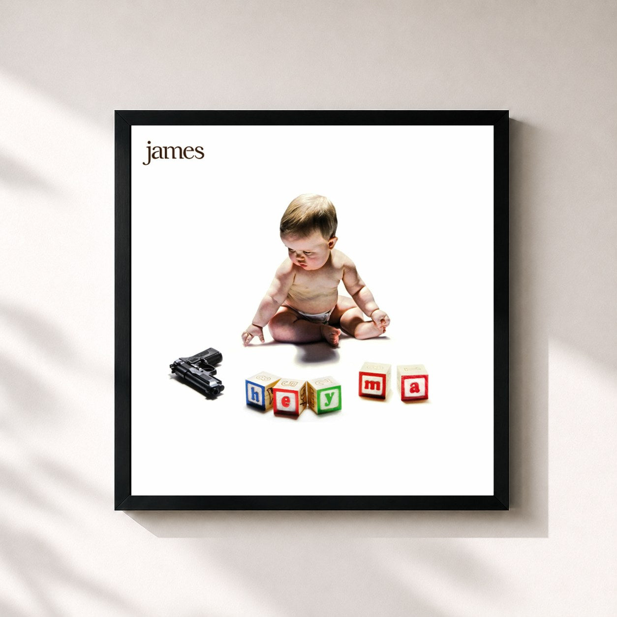 #noir Tableau carré de l'album Hey Ma (eDeluxe) de James, cadre noir 32x32 cm