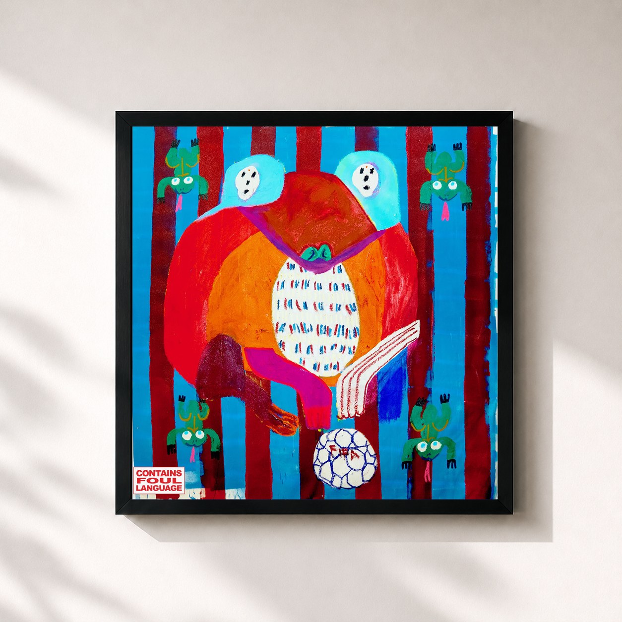 #noir Tableau carré de l'album PLANET FROG de Action Bronson, cadre noir 32x32 cm