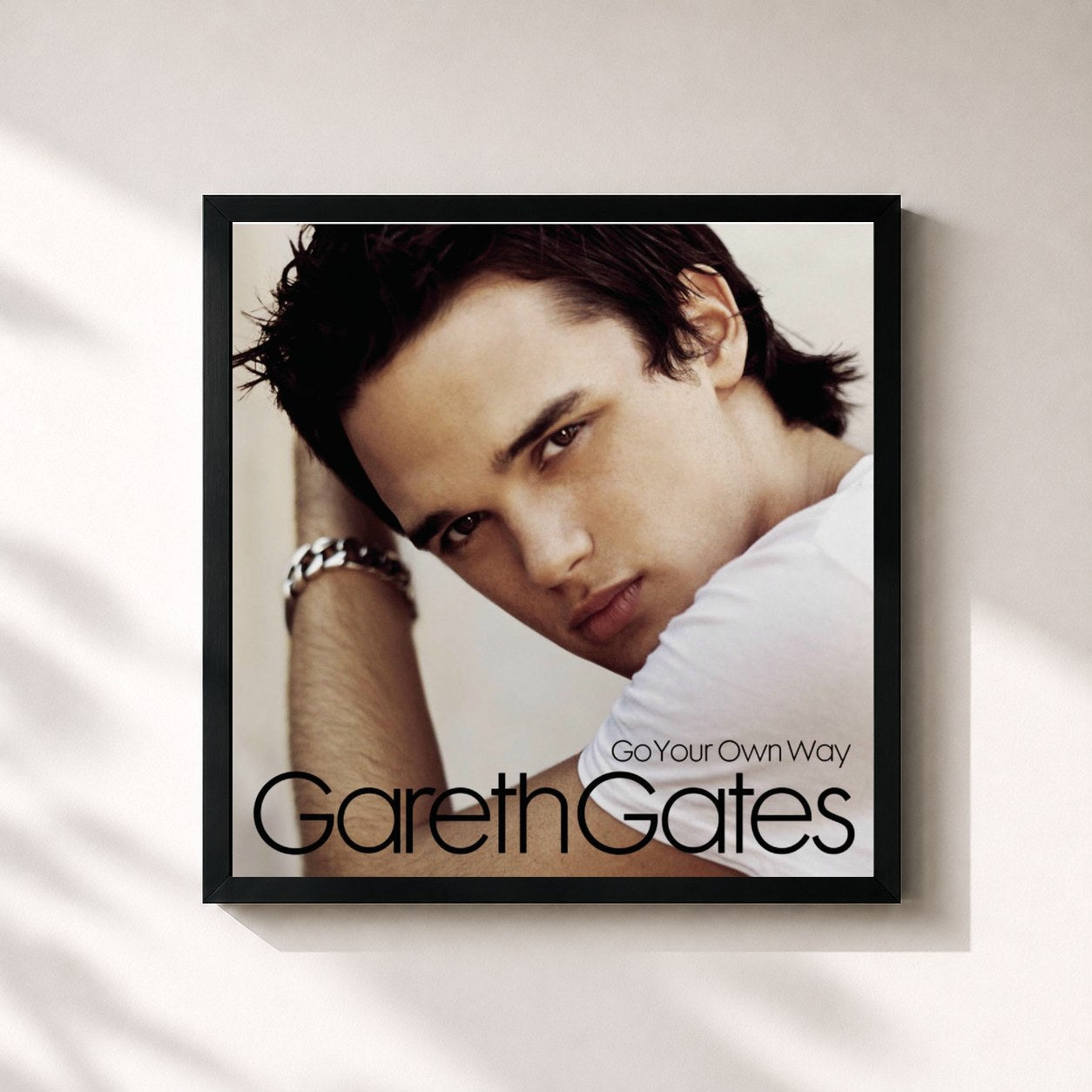 #noir Tableau carré de l'album Go Your Own Way de Gareth Gates, cadre noir 32x32 cm