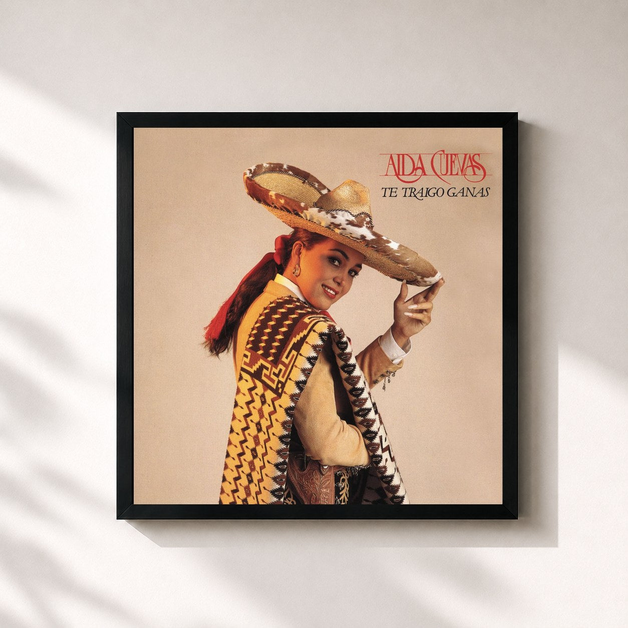 #noir Tableau carré de l'album Te Traigo Ganas de Aida Cuevas, cadre noir 32x32 cm