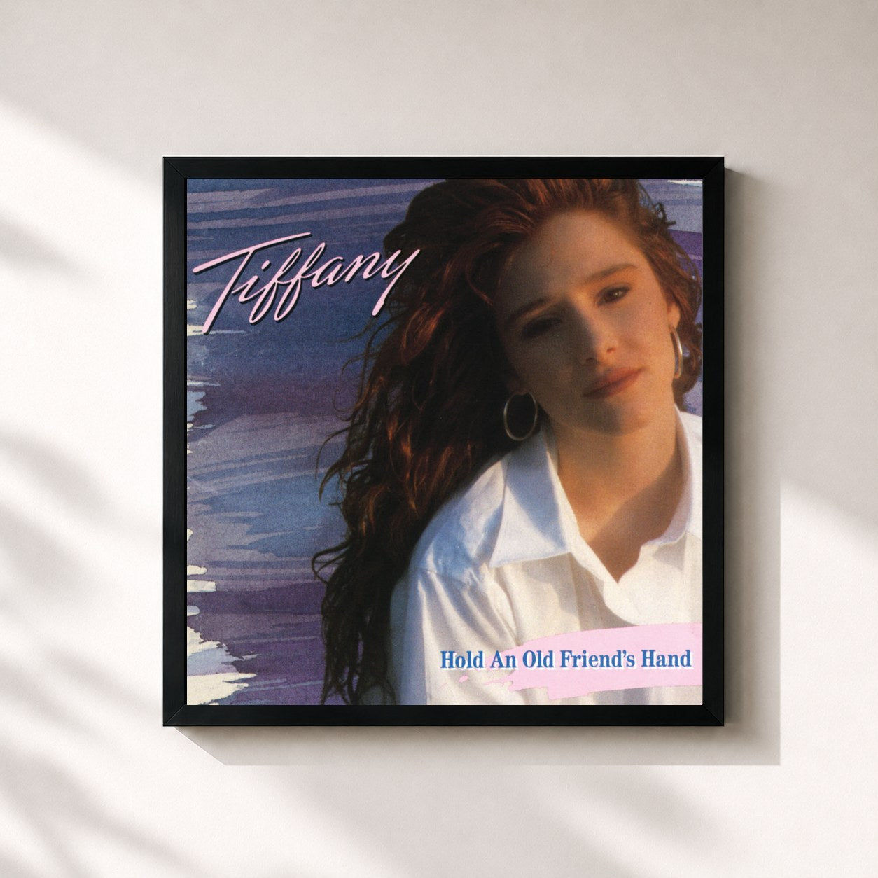 #noir Tableau carré de l'album Hold An Old Friend's Hand de Tiffany, cadre noir 32x32 cm