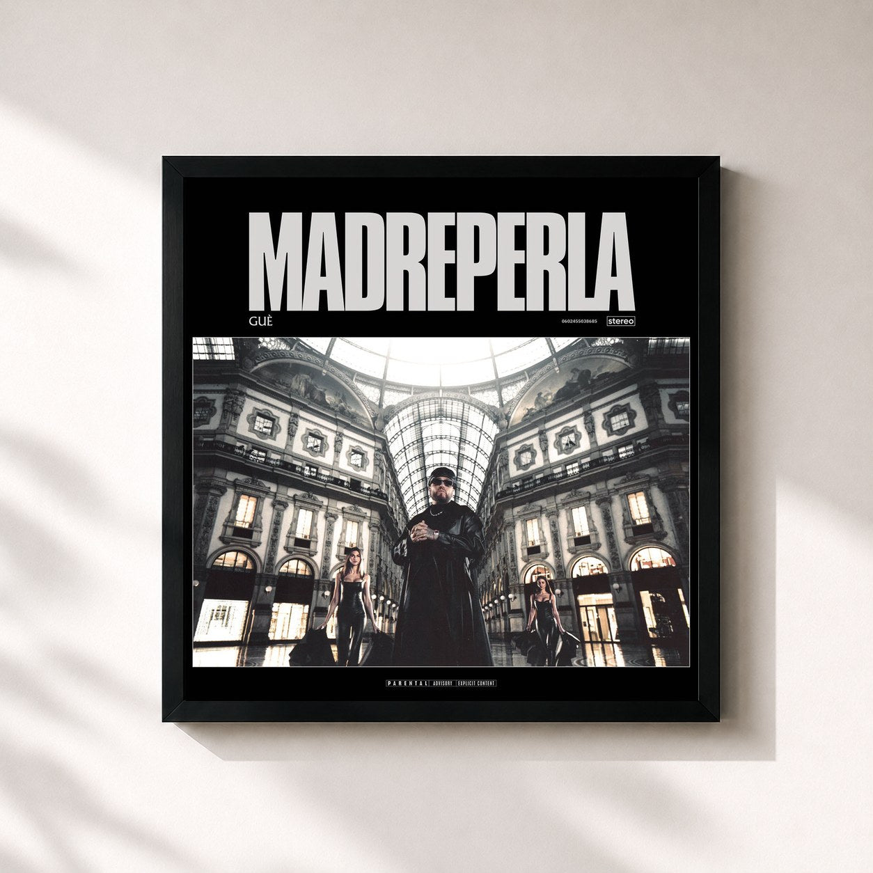 #noir Tableau carré de l'album Madreperla de Guè, cadre noir 32x32 cm