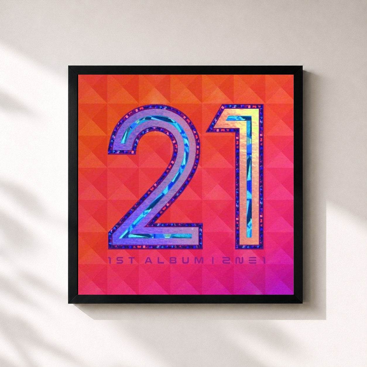 #noir Tableau carré de l'album To Anyone de 2NE1, cadre noir 32x32 cm