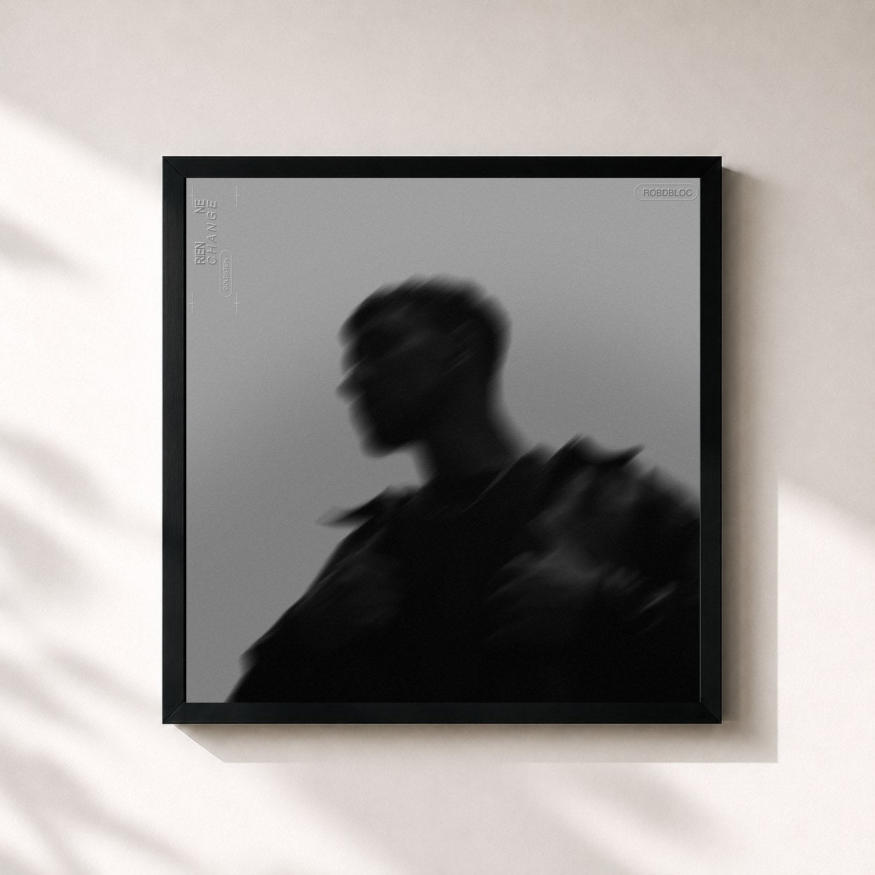 #noir Tableau carré de l'album Rien ne change de rob, cadre noir 32x32 cm