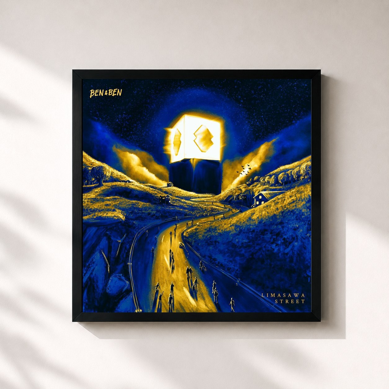 #noir Tableau carré de l'album LIMASAWA STREET de Ben&Ben, cadre noir 32x32 cm