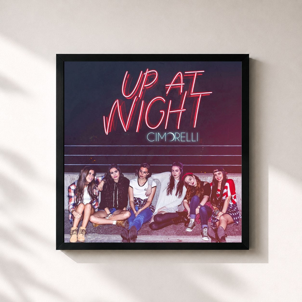 #noir Tableau carré de l'album Up at Night de Cimorelli, cadre noir 32x32 cm