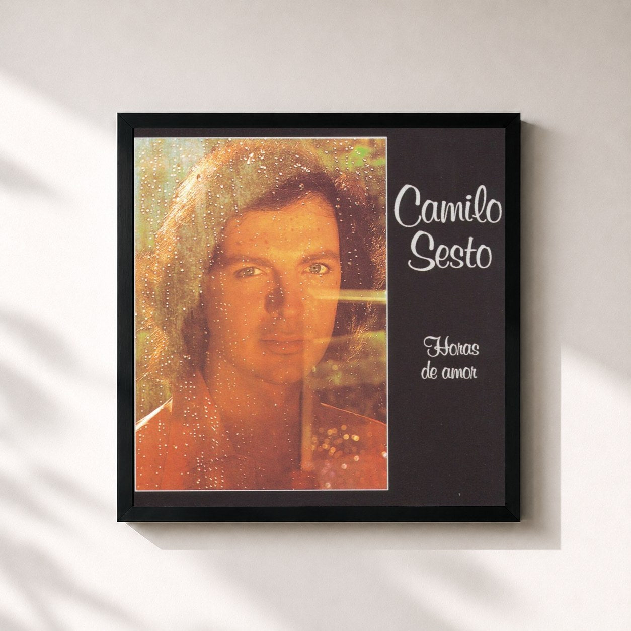 #noir Tableau carré de l'album Horas de Amor de Camilo Sesto, cadre noir 32x32 cm