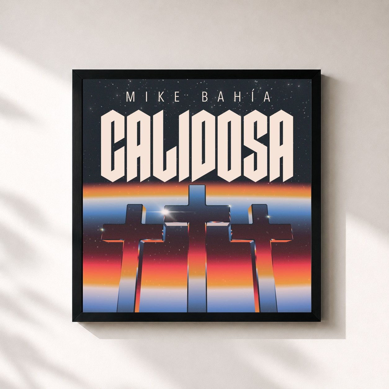 #noir Tableau carré de l'album CALIDOSA de Mike Bahia, cadre noir 32x32 cm