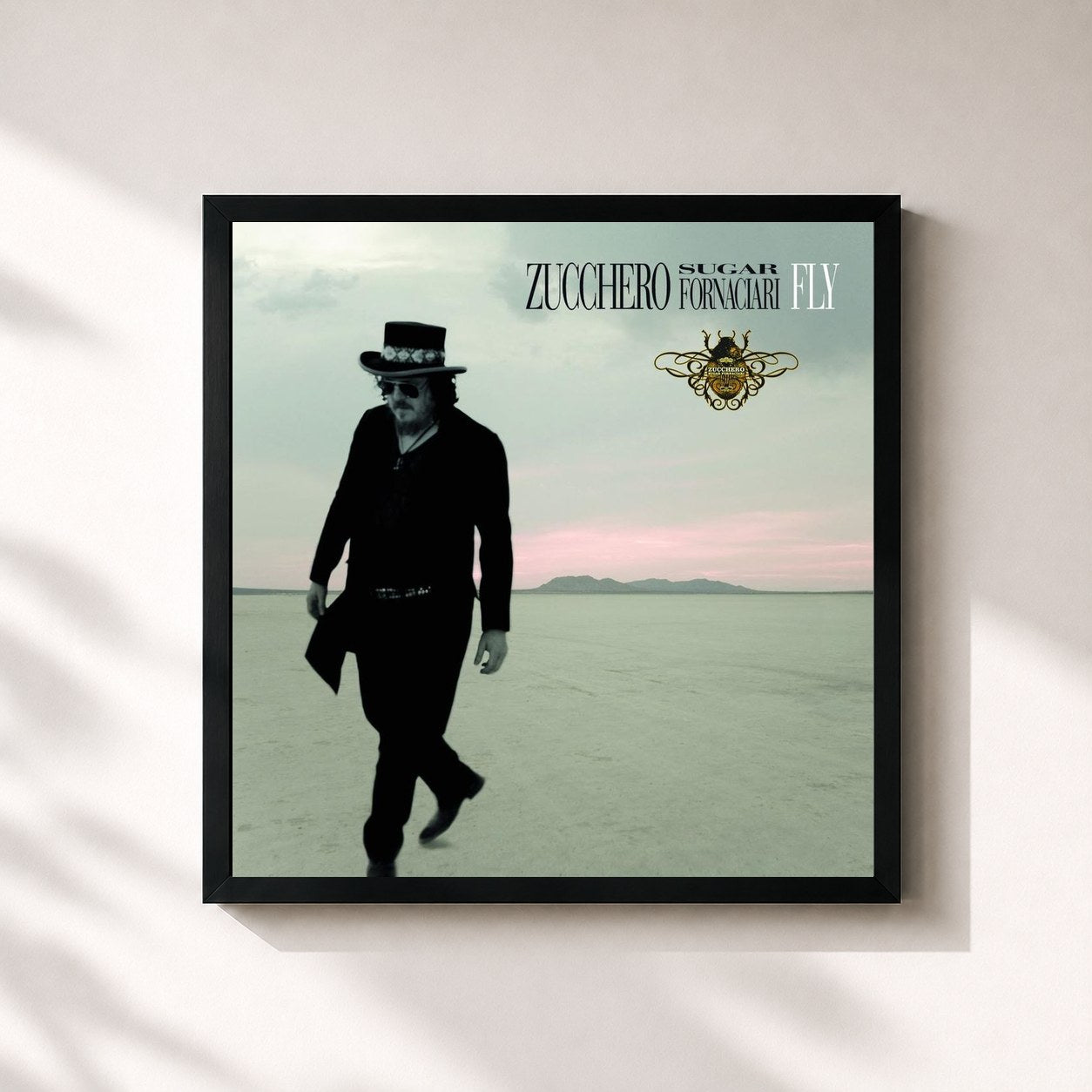 #noir Tableau carré de l'album Fly de Zucchero, cadre noir 32x32 cm