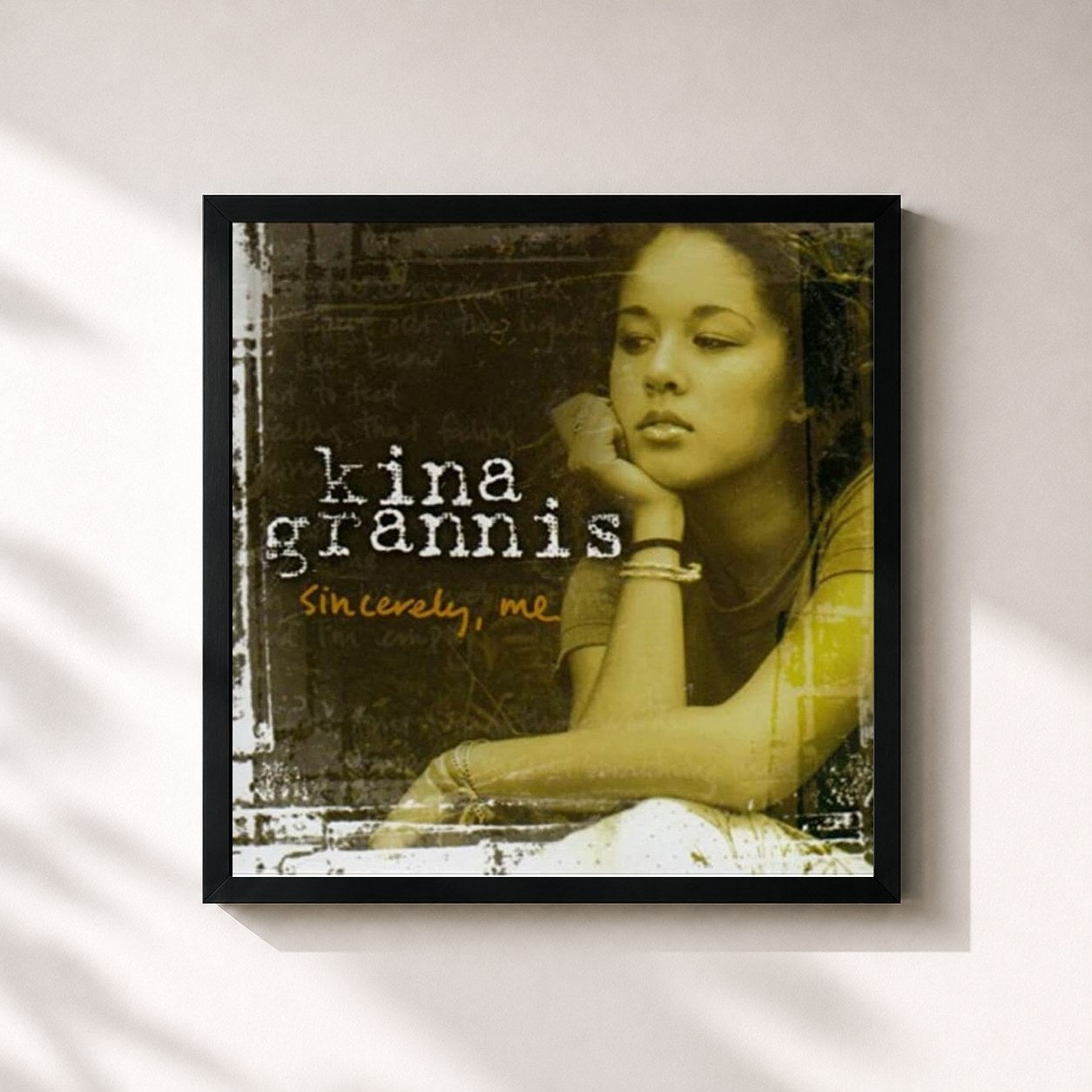 #noir Tableau carré de l'album Sincerely, Me de Kina Grannis, cadre noir 32x32 cm