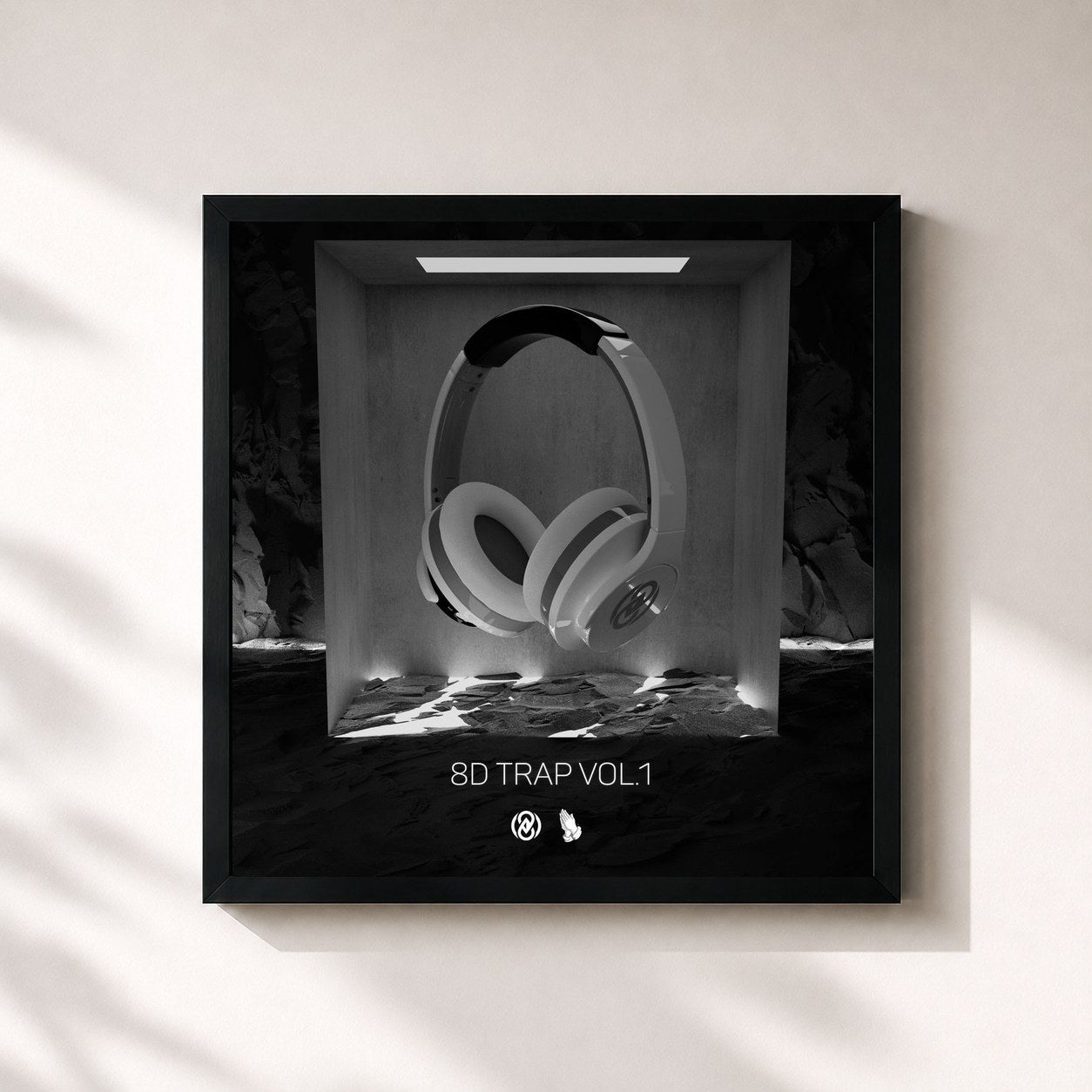#noir Tableau carré de l'album 8D Trap Vol.1 de 8D Tunes, cadre noir 32x32 cm