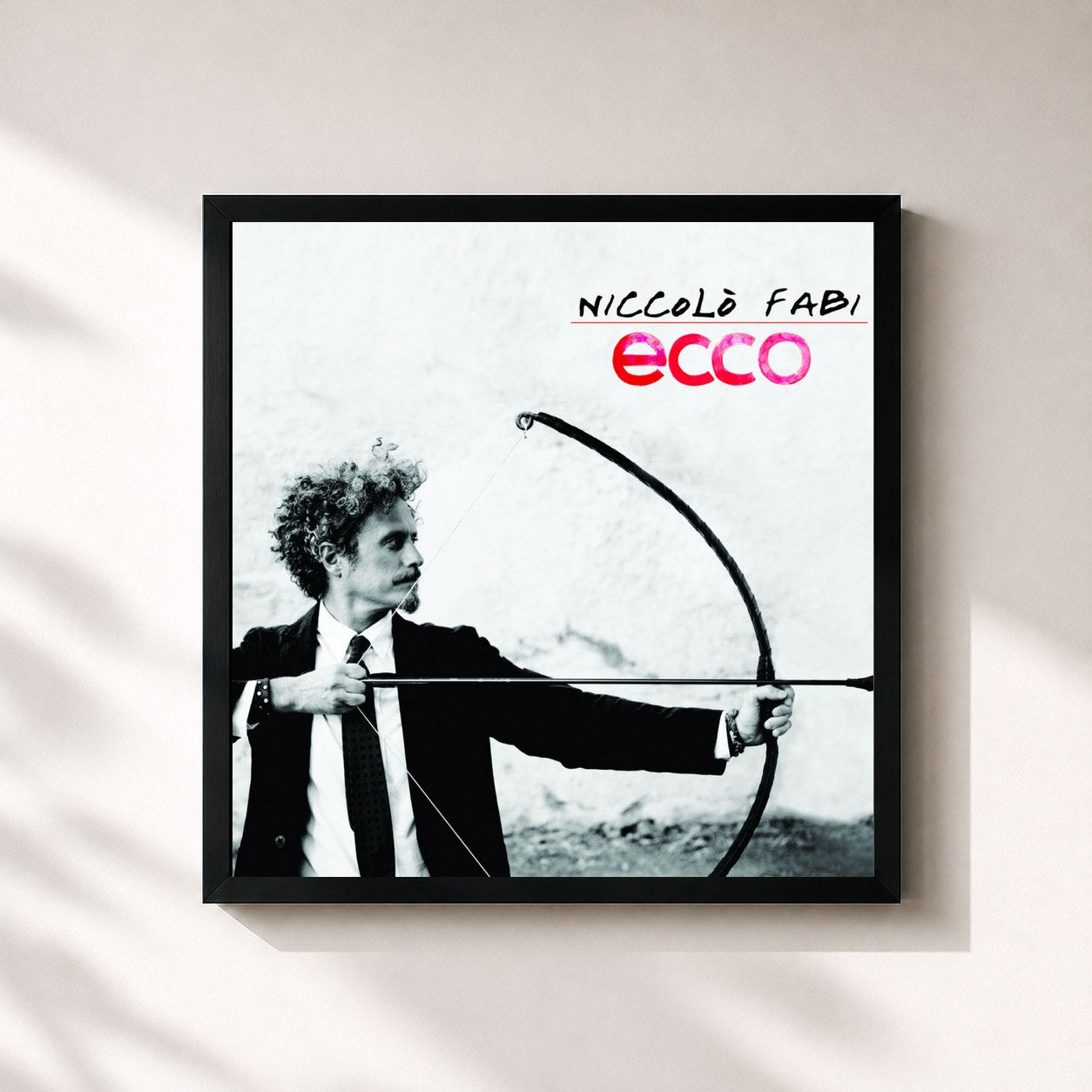 #noir Tableau carré de l'album Ecco de Niccolò Fabi, cadre noir 32x32 cm