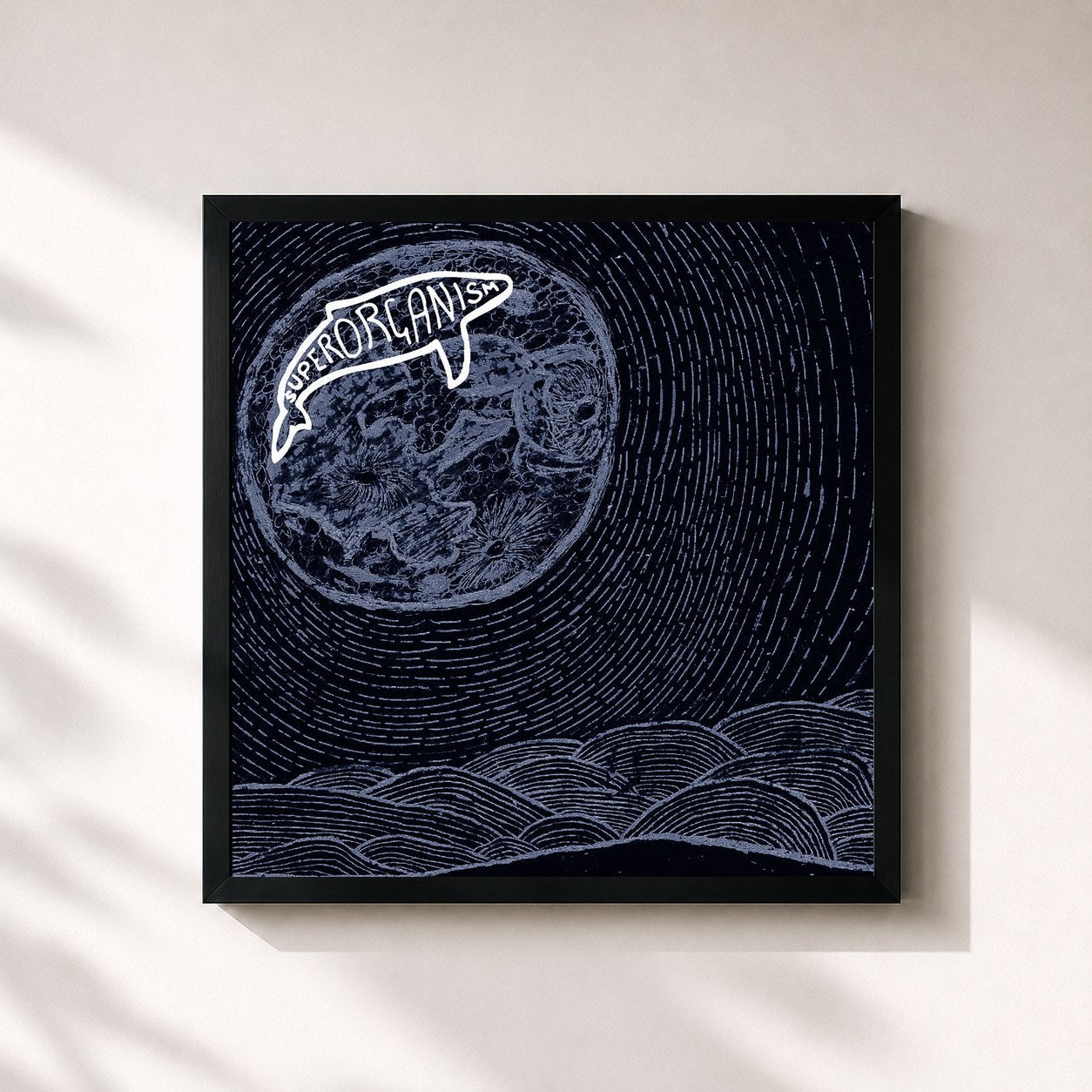 #noir Tableau carré de l'album Superorganism (Instrumentals) de Superorganism, cadre noir 32x32 cm