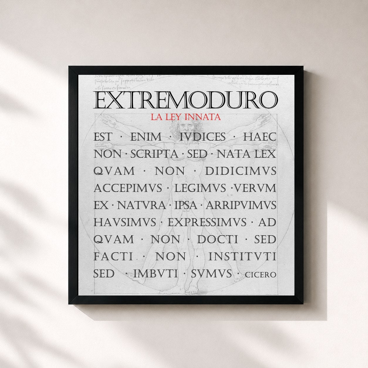 #noir Tableau carré de l'album La ley innata de Extremoduro, cadre noir 32x32 cm