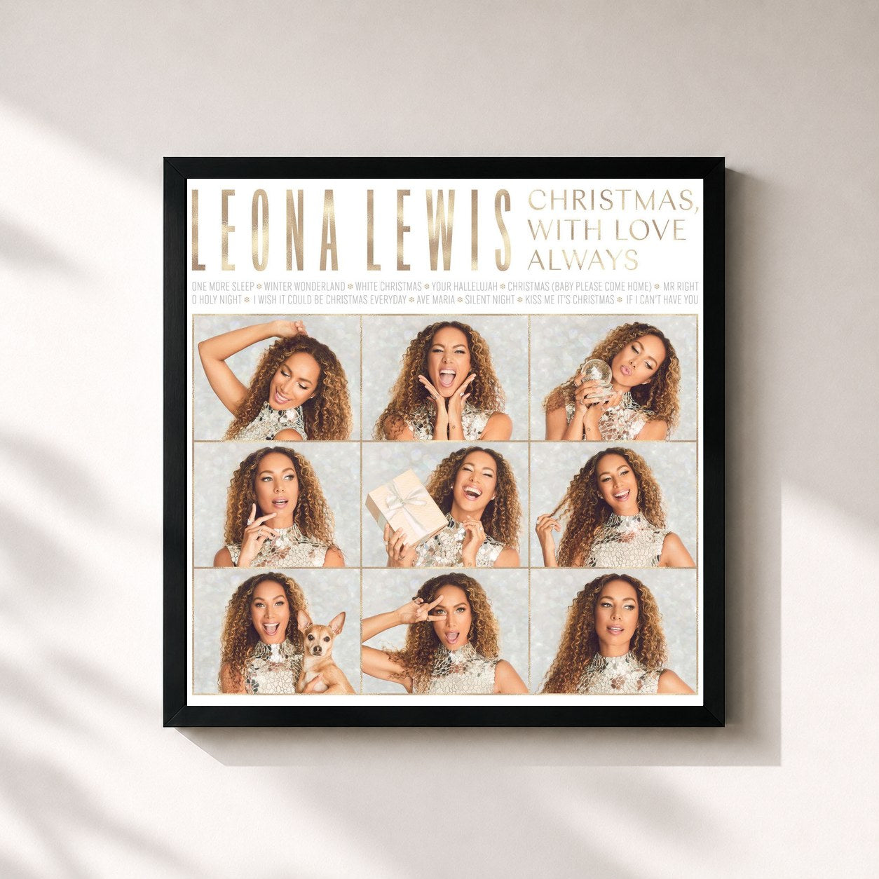 #noir Tableau carré de l'album Christmas, With Love Always de Leona Lewis, cadre noir 32x32 cm