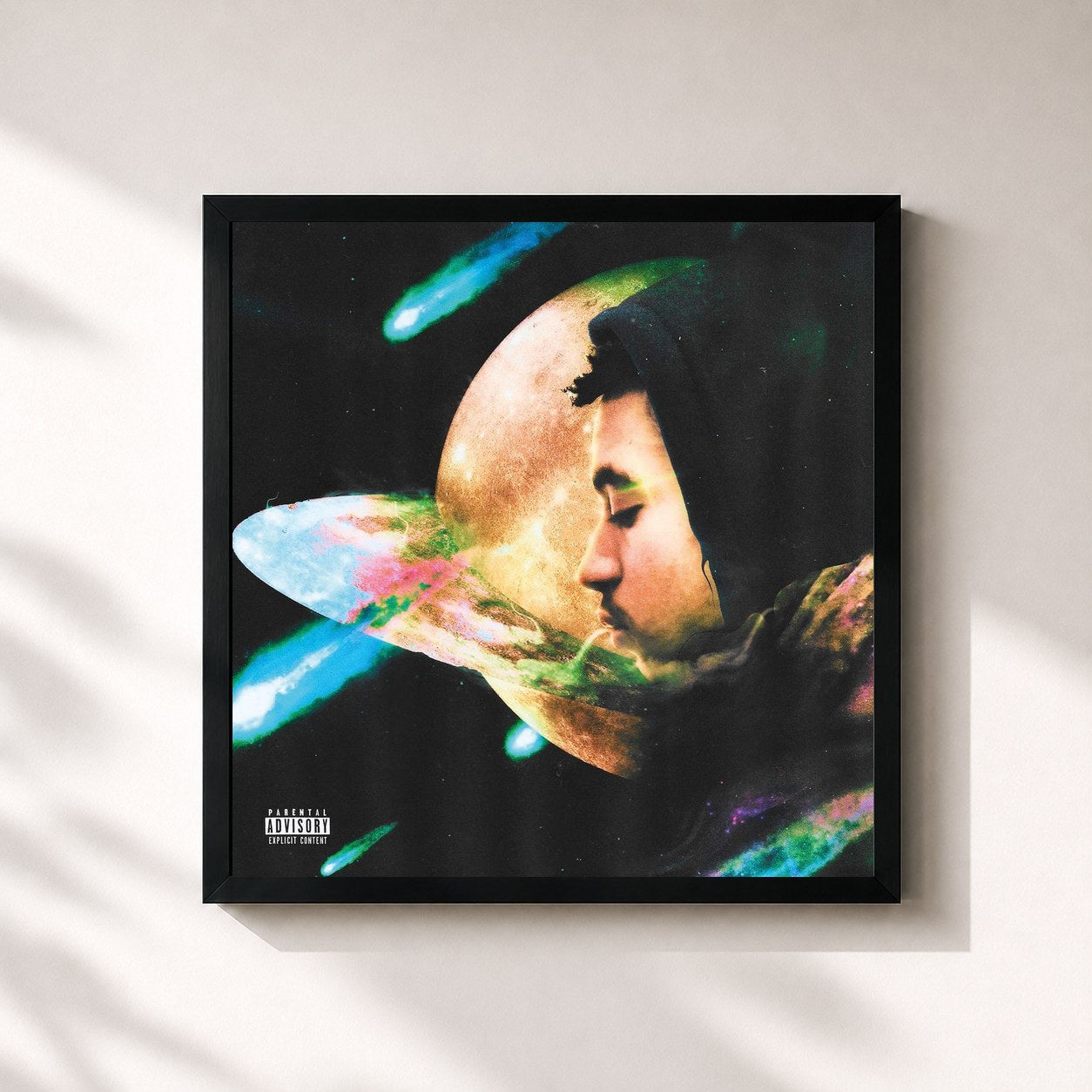 #noir Tableau carré de l'album Bushi Tape 2 de BU$HI, cadre noir 32x32 cm