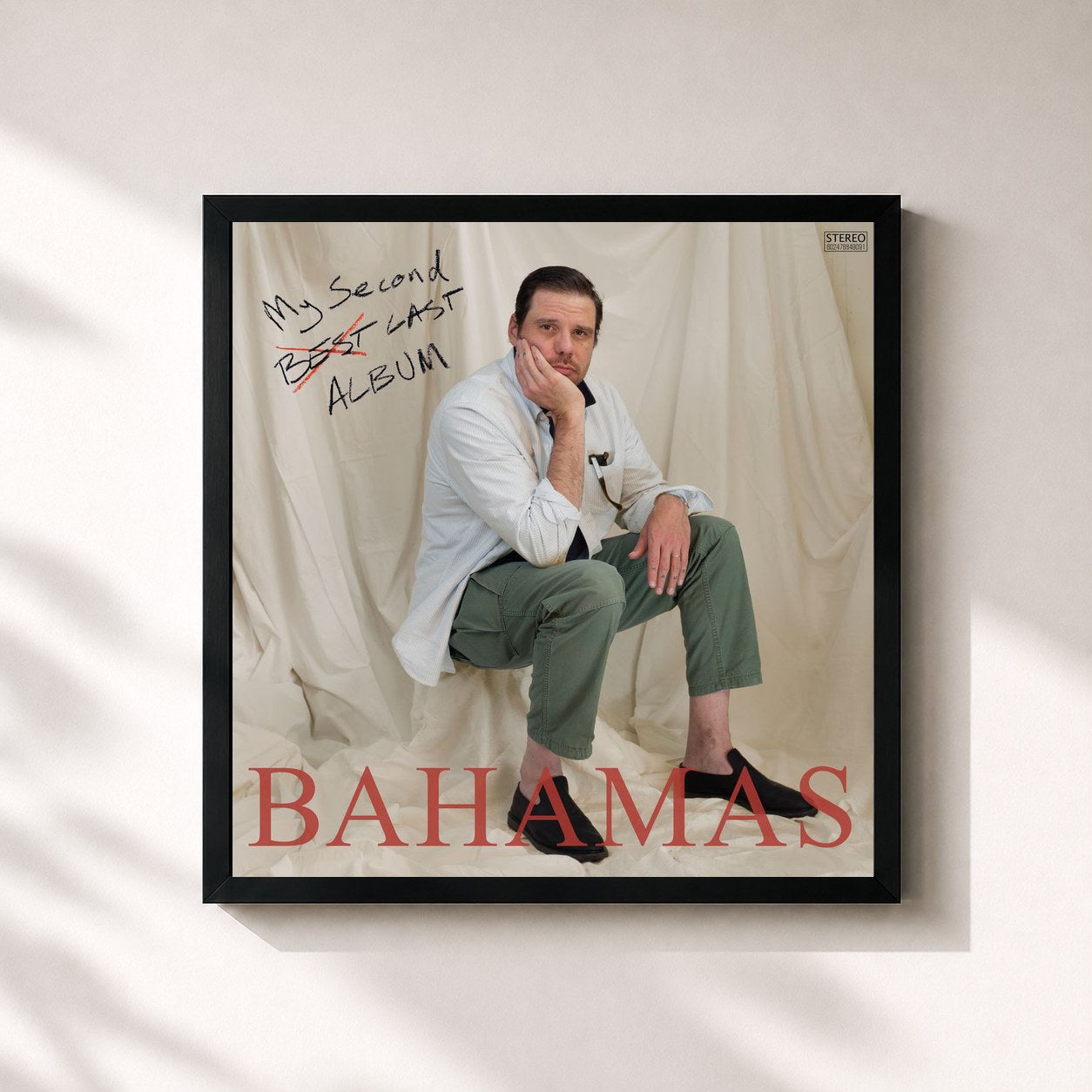 #noir Tableau carré de l'album My Second Last Album de Bahamas, cadre noir 32x32 cm
