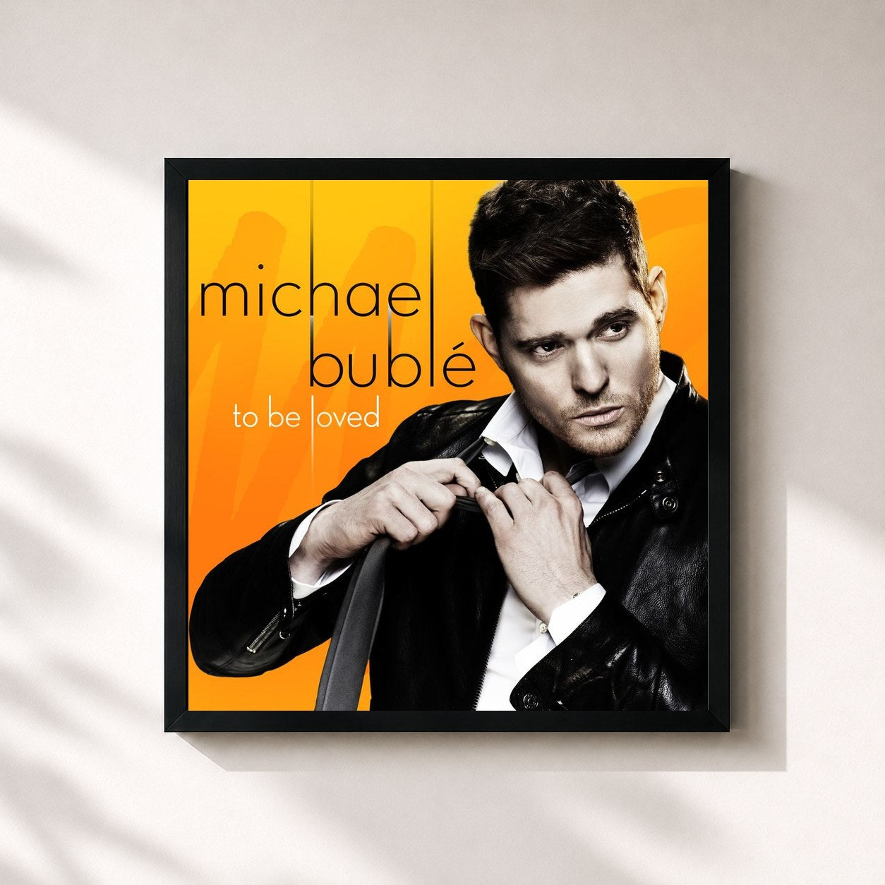 #noir Tableau carré de l'album To Be Loved de Michael Bublé, cadre noir 32x32 cm